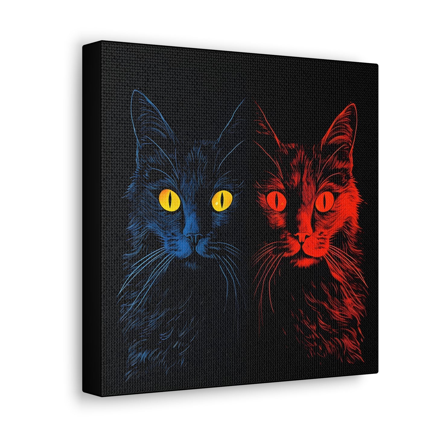 Blue and Red Creepy Halloween Cat Decoration Fine Art Print Canvas Wall Art