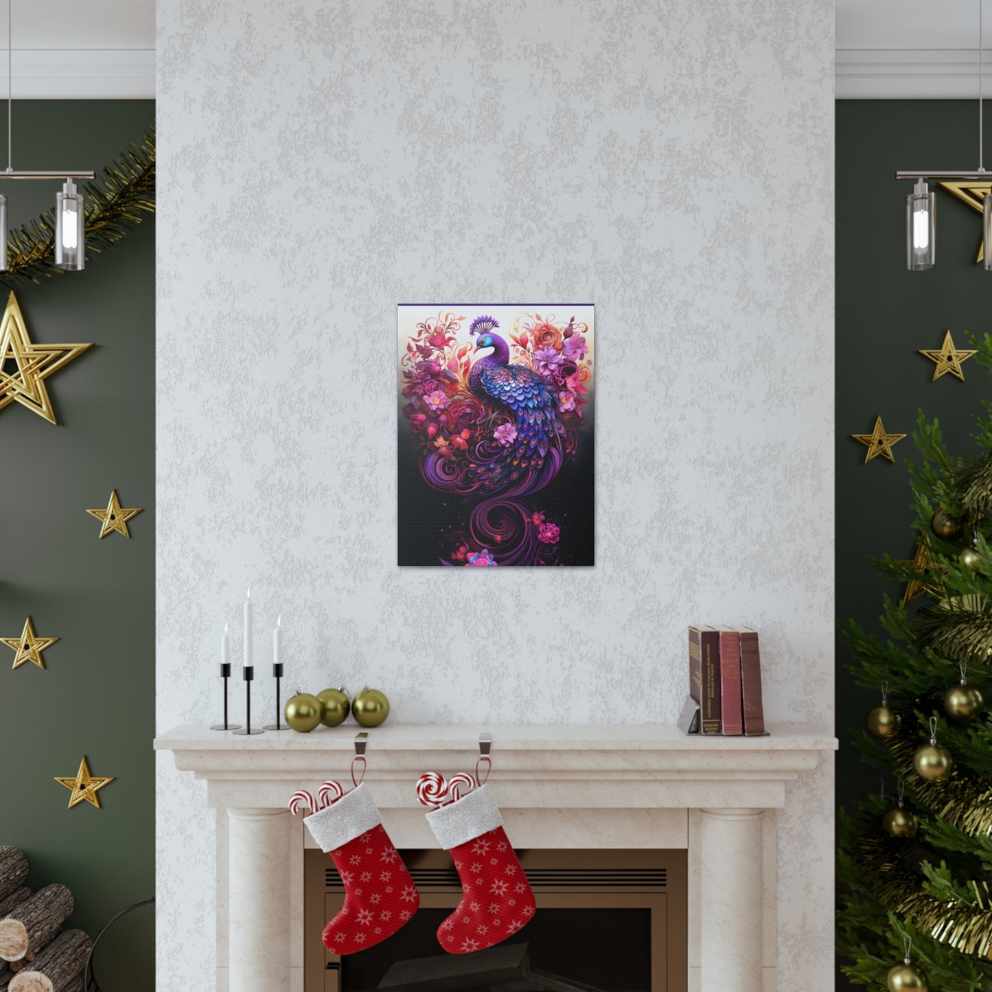 Peacock Rising Fine Art Print Canvas Wall Art