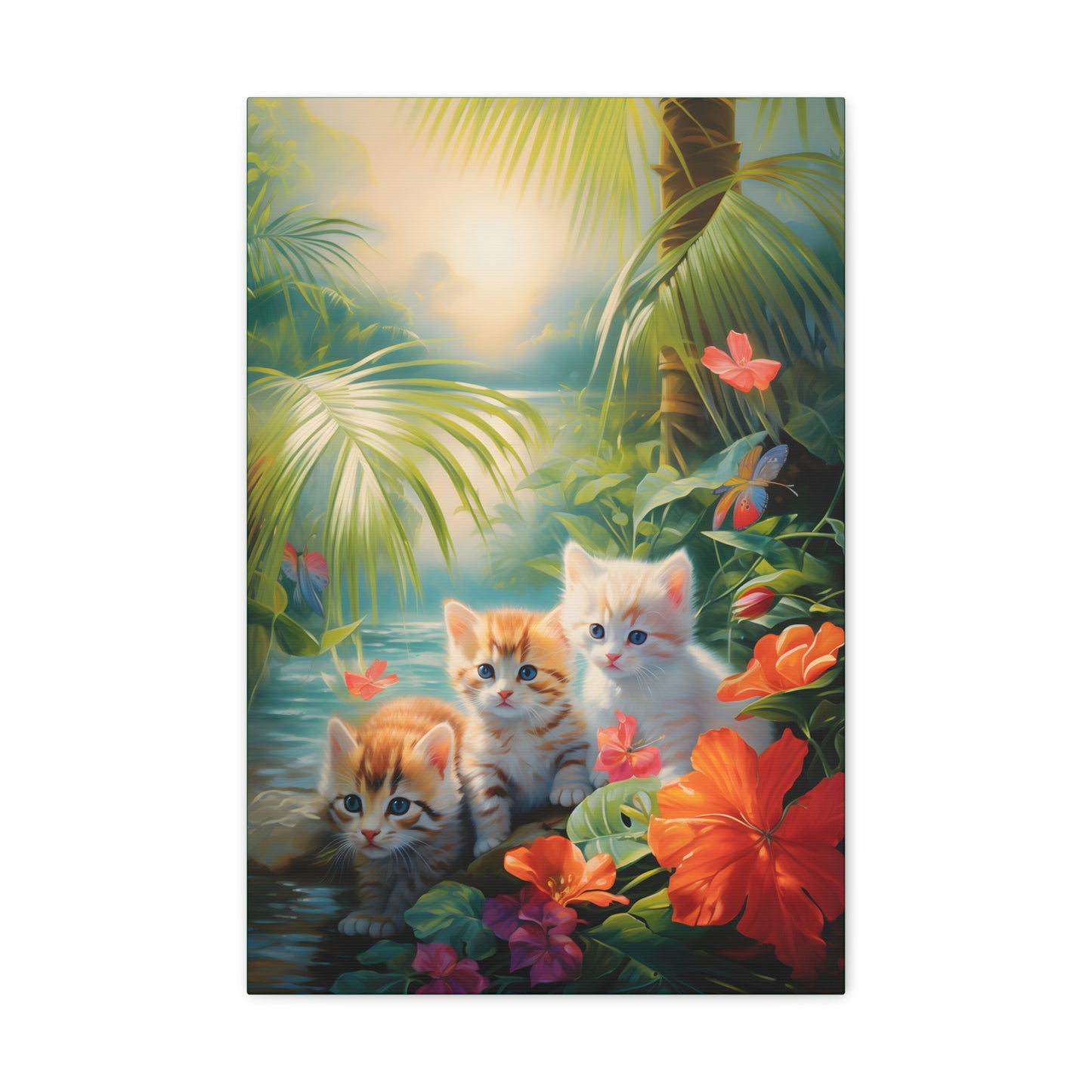 Adorable Kitten Tropical Rainforest Fine Art Print Canvas Wall Art