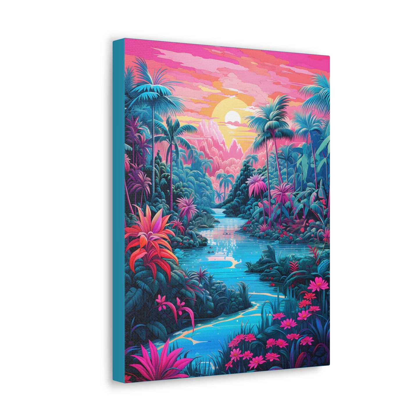 Psychedelic Tropical Jungle Colorful Fine Art Print Canvas Wall Art