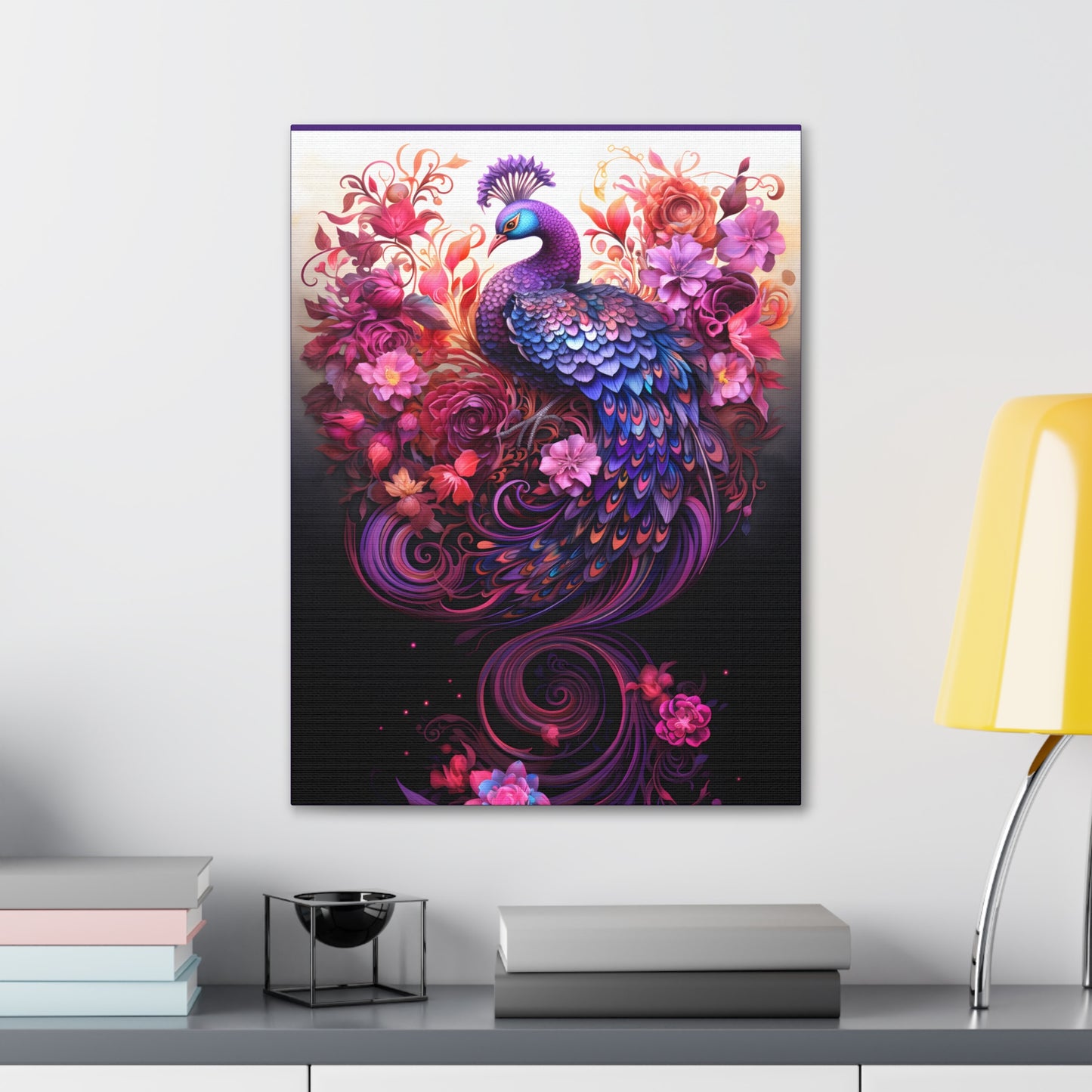 Peacock Rising Fine Art Print Canvas Wall Art