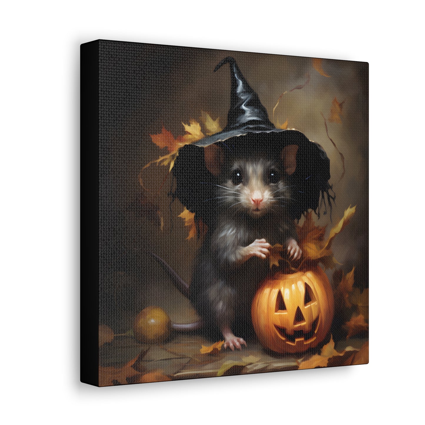 Cute Rat and Pumpkins Halloween Fine Art Print Canvas Wall Art