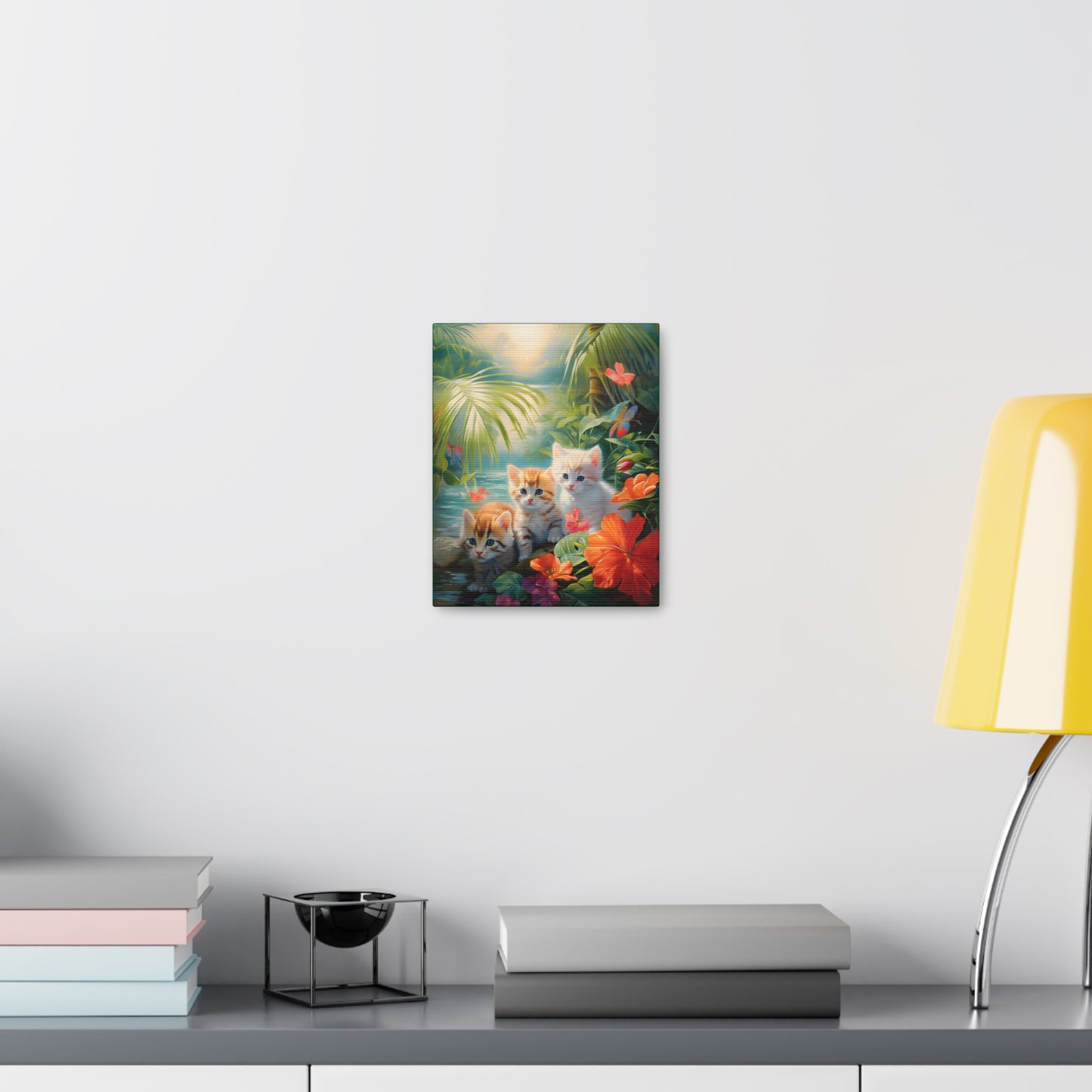 Adorable Kitten Tropical Rainforest Fine Art Print Canvas Wall Art