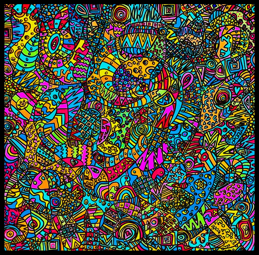 Hormones Graffiti Abstract Funky 20x20 Canvas Painting
