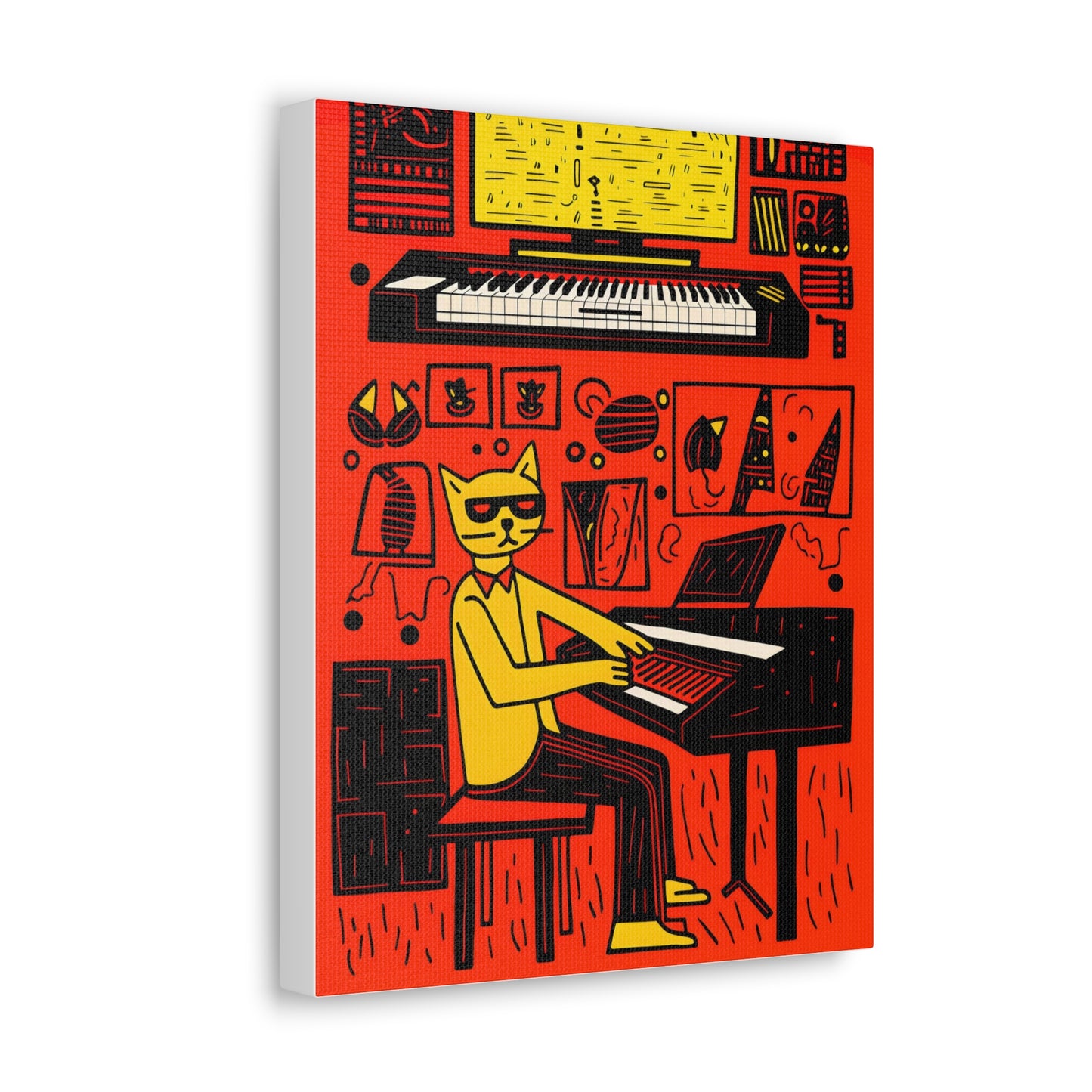 Cool Cat Jazz Pop Art Cat Fine Art Print Canvas Wall Art