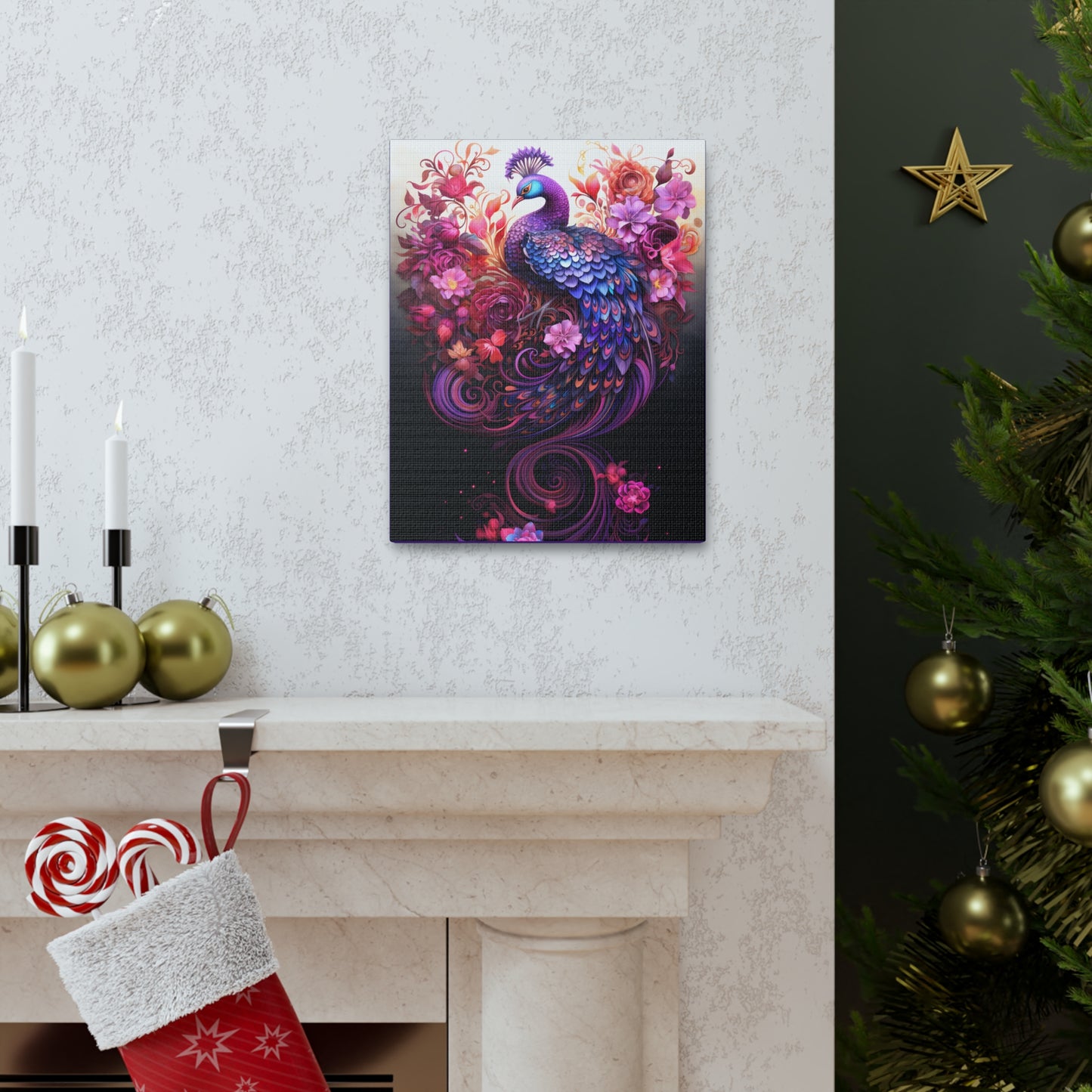 Peacock Rising Fine Art Print Canvas Wall Art