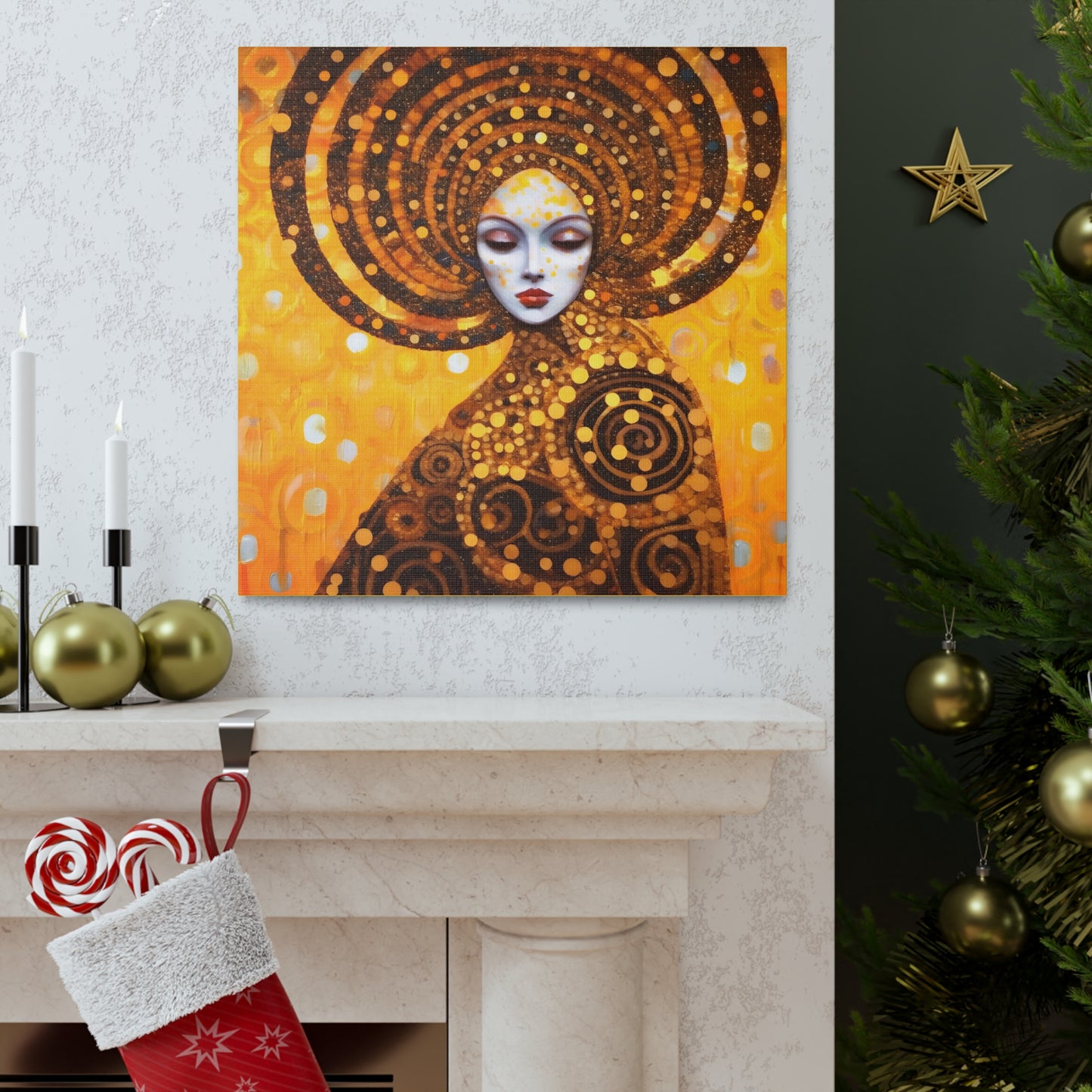 Gustav Klimt Fertility Goddess Headdress Fine Art Print Canvas Wall Art