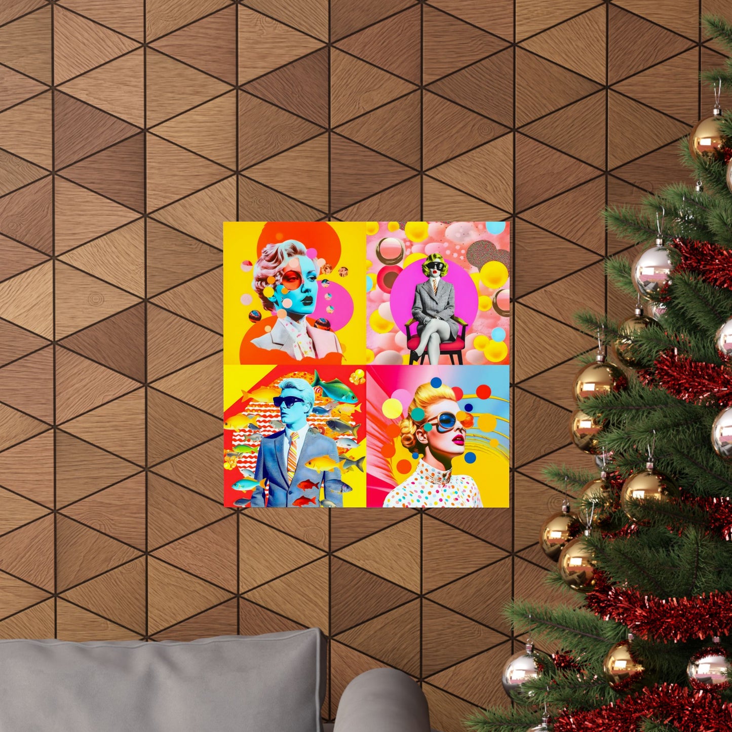 4 Panel Surrealist American Life Fin Art Poster