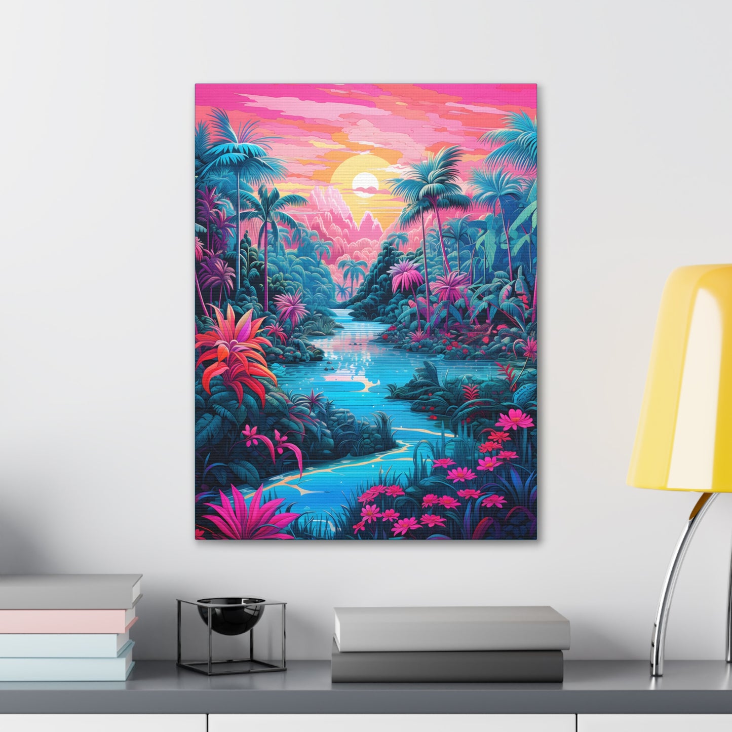 Psychedelic Tropical Jungle Colorful Fine Art Print Canvas Wall Art
