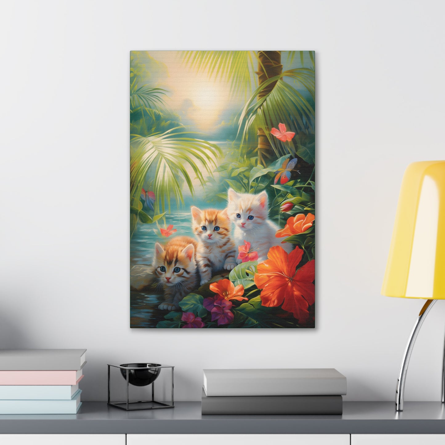 Adorable Kitten Tropical Rainforest Fine Art Print Canvas Wall Art