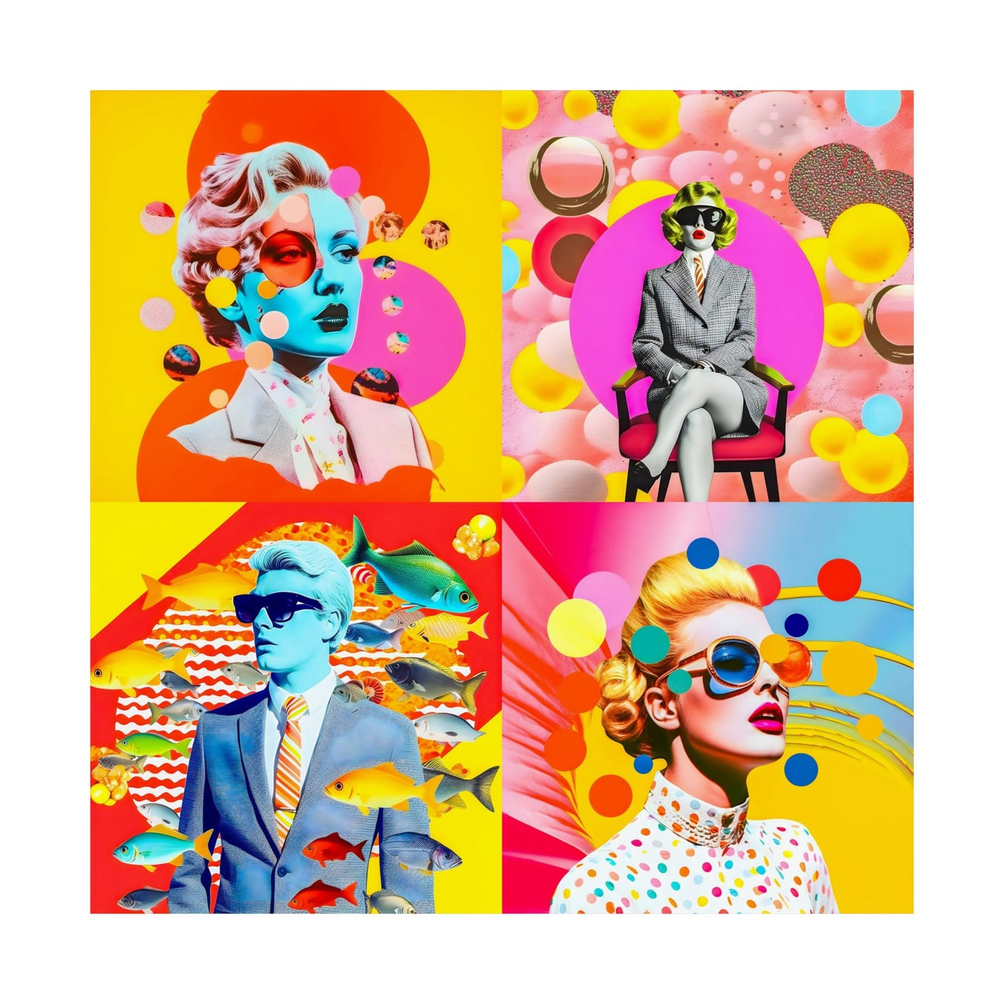 4 Panel Surrealist American Life Fin Art Poster