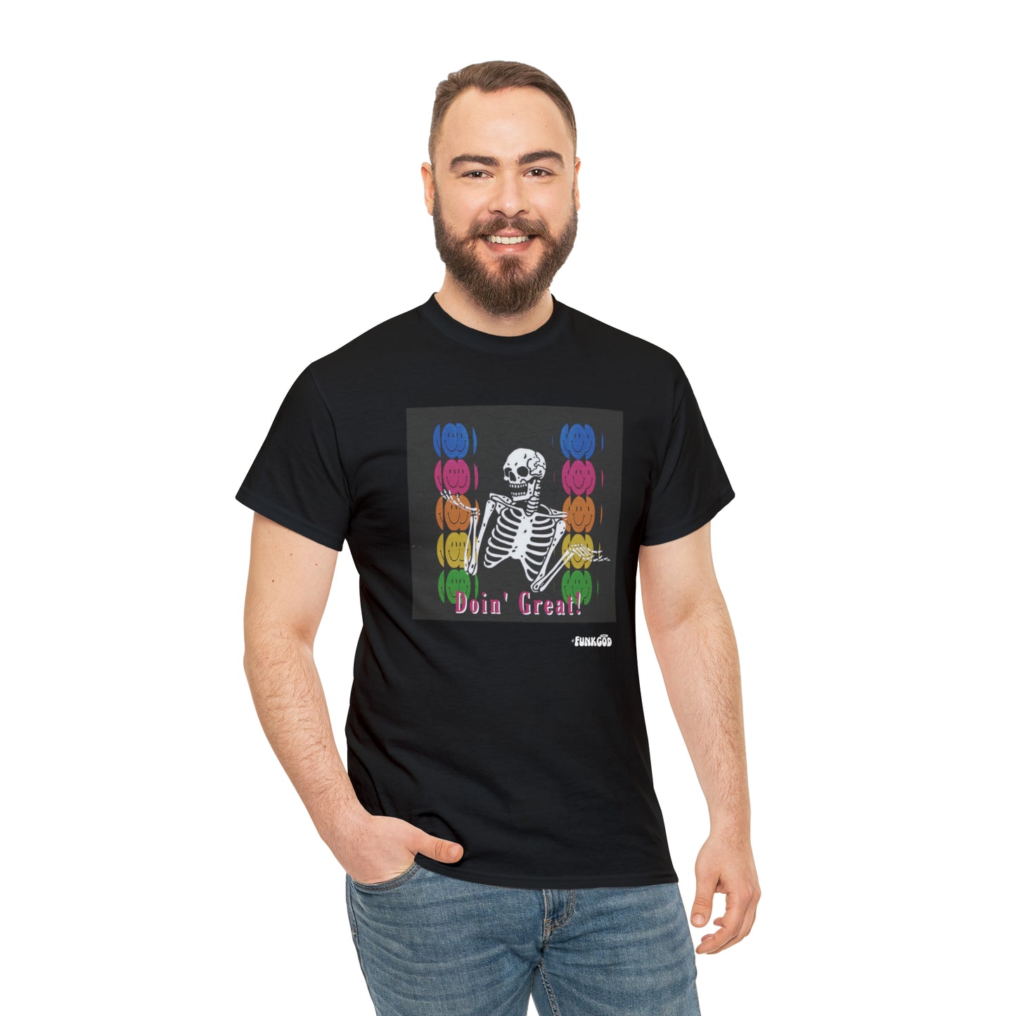 Doin' Great! Skeleton Unisex Funny Graphic Tee
