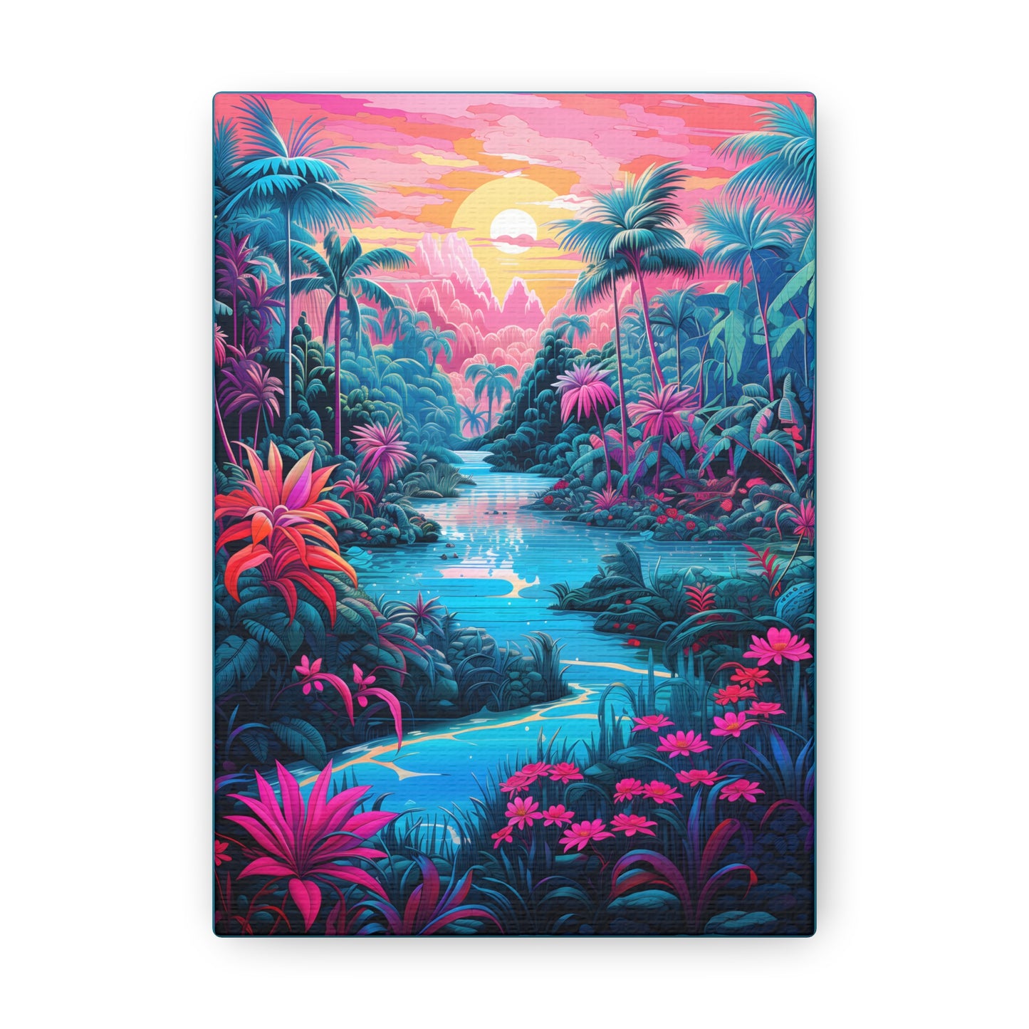 Psychedelic Tropical Jungle Colorful Fine Art Print Canvas Wall Art