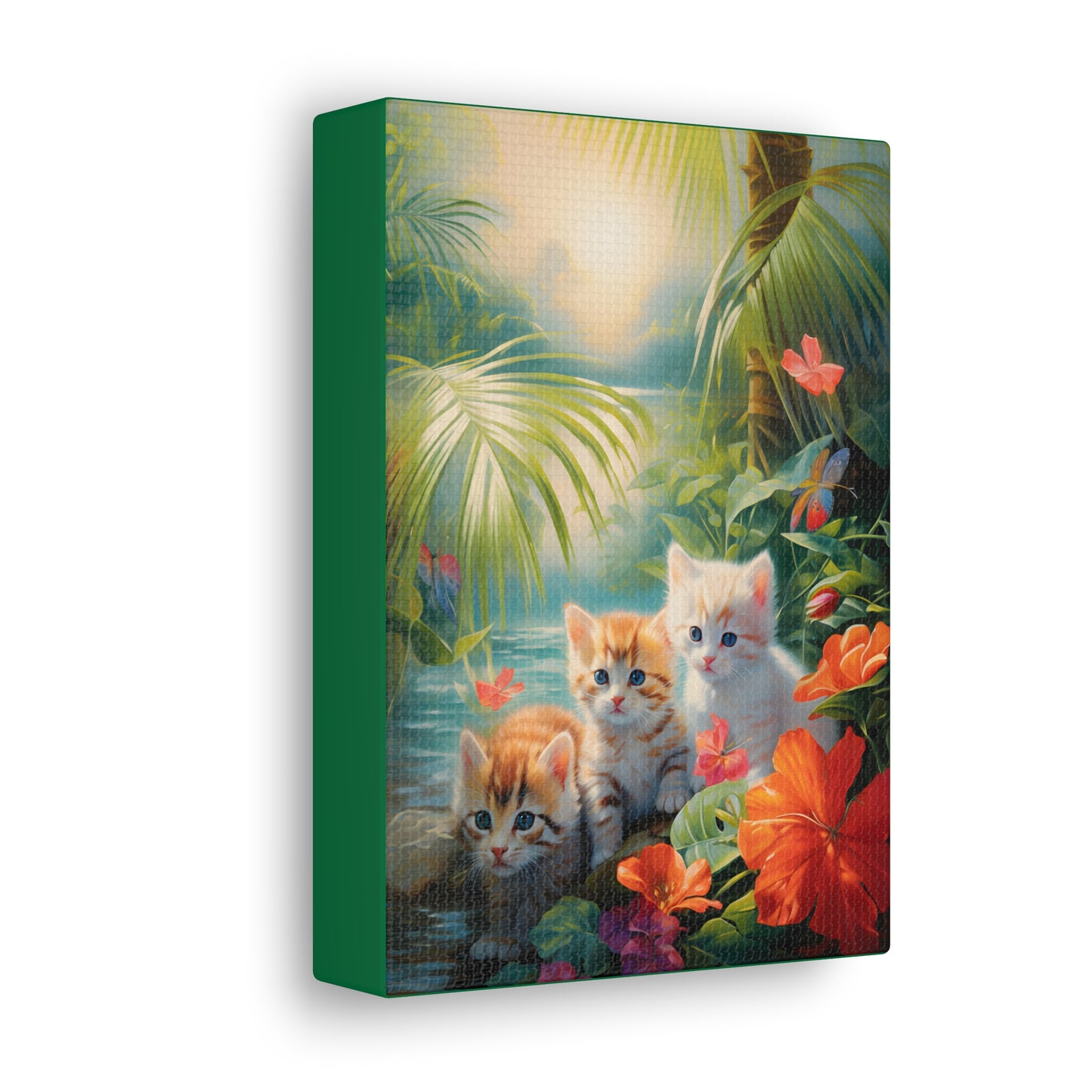 Adorable Kitten Tropical Rainforest Fine Art Print Canvas Wall Art