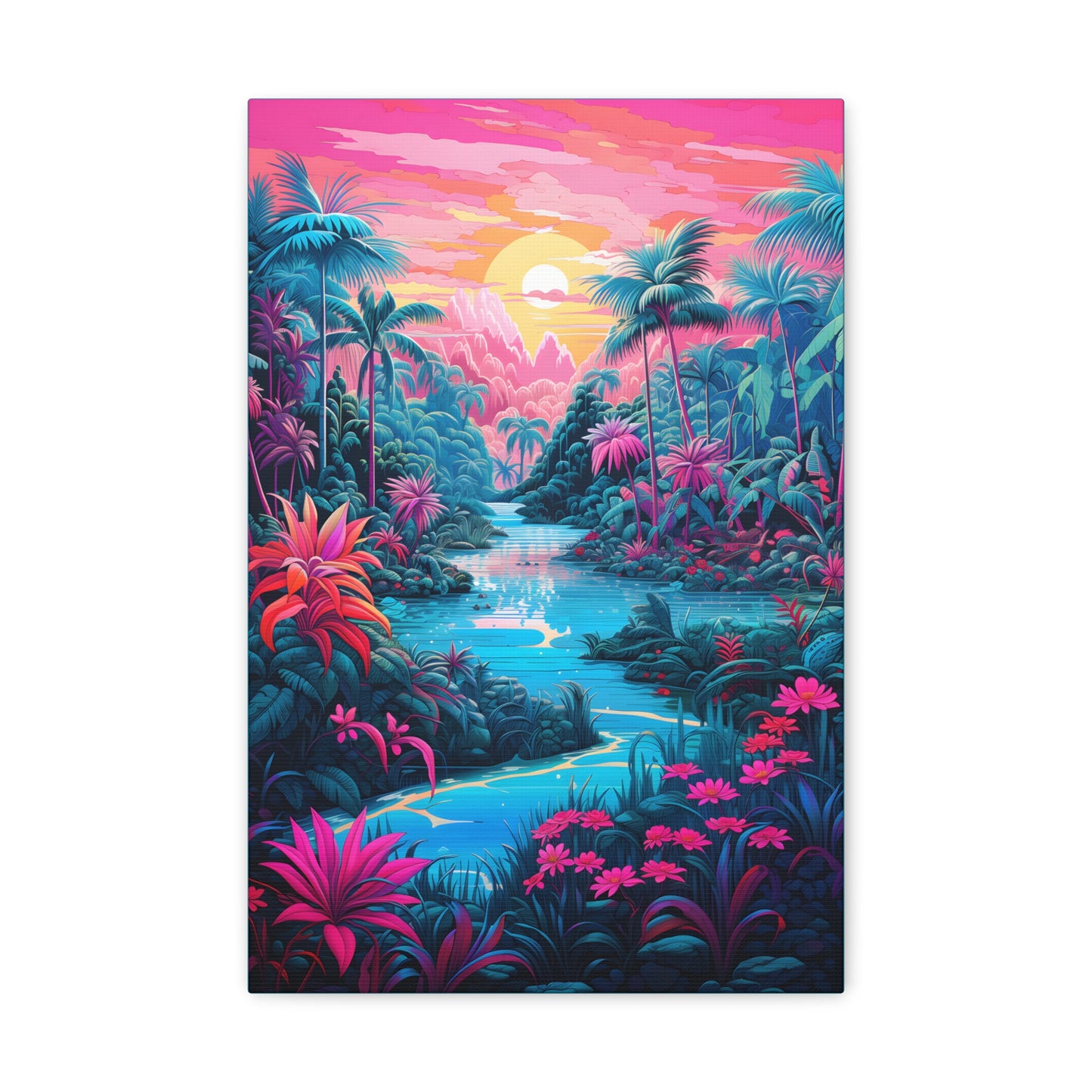 Psychedelic Tropical Jungle Colorful Fine Art Print Canvas Wall Art