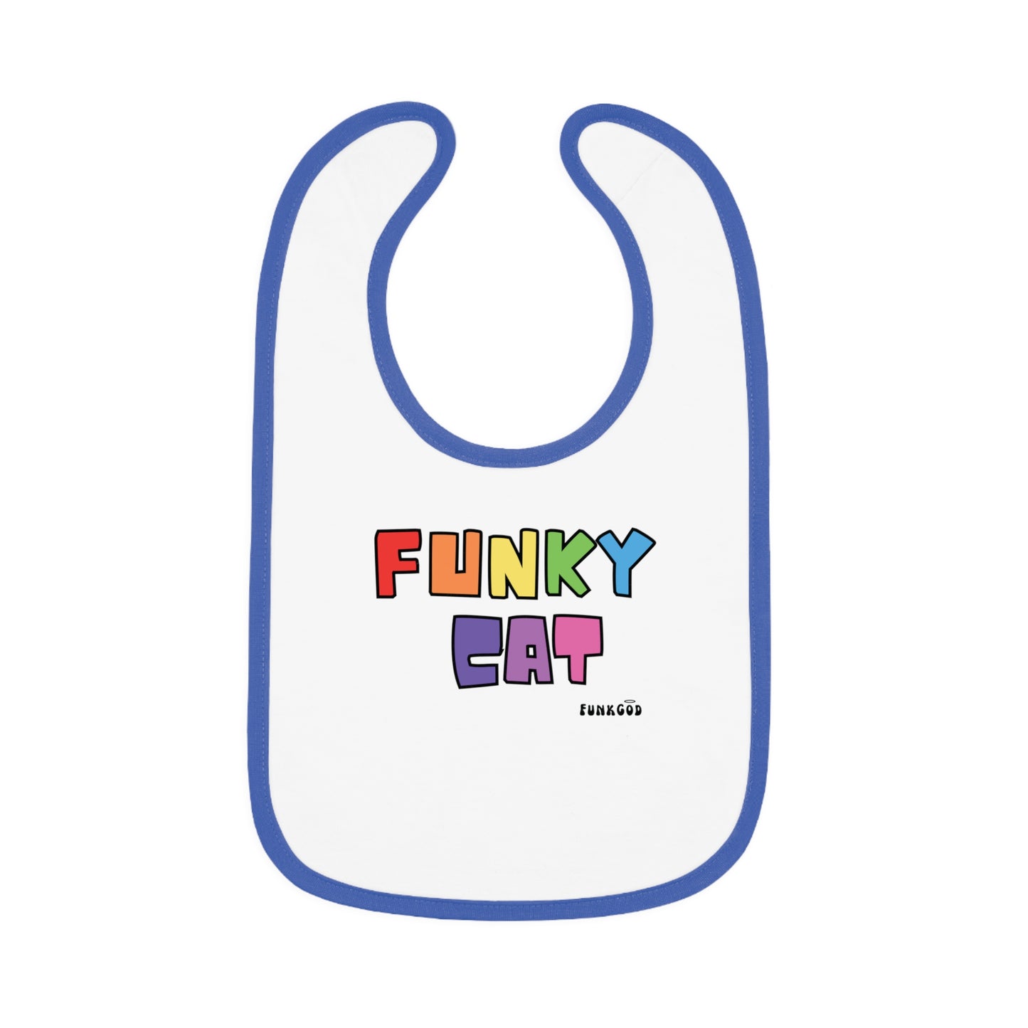 Funky Cat Rainbow Baby Trim Jersey Bib