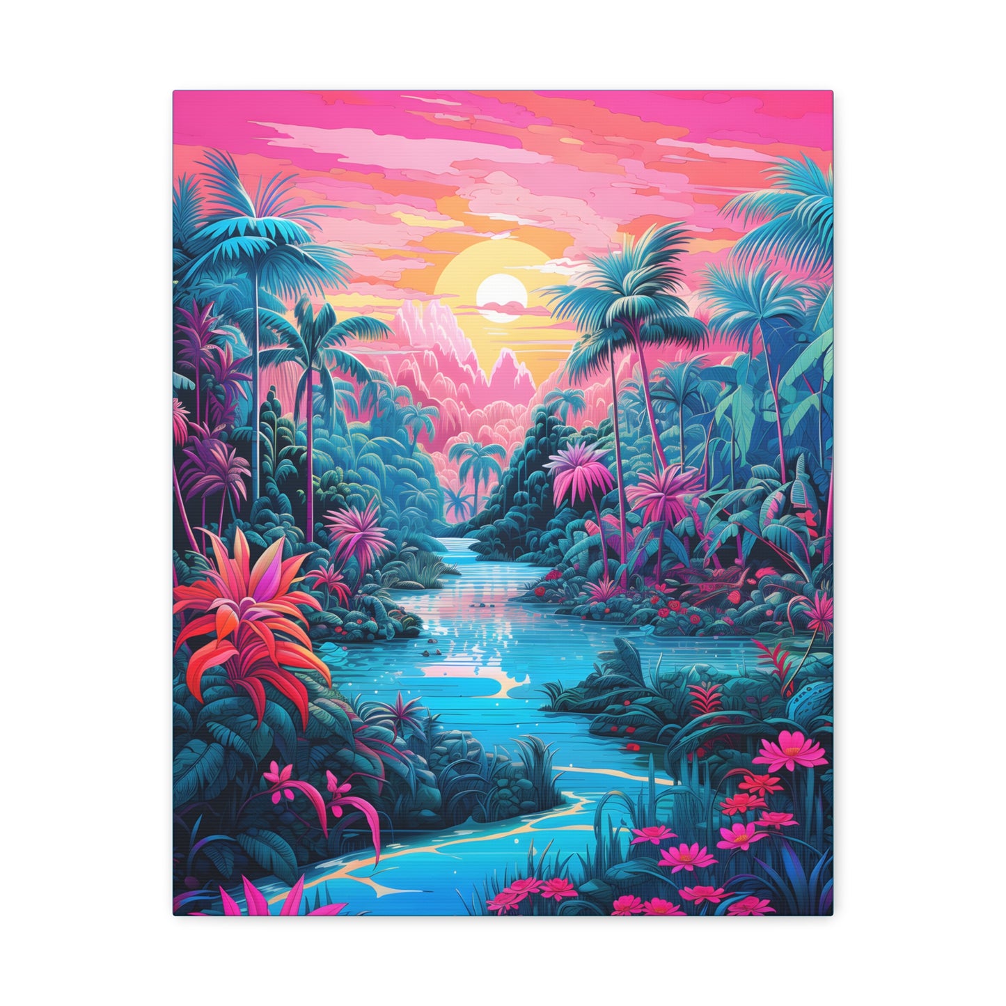 Psychedelic Tropical Jungle Colorful Fine Art Print Canvas Wall Art
