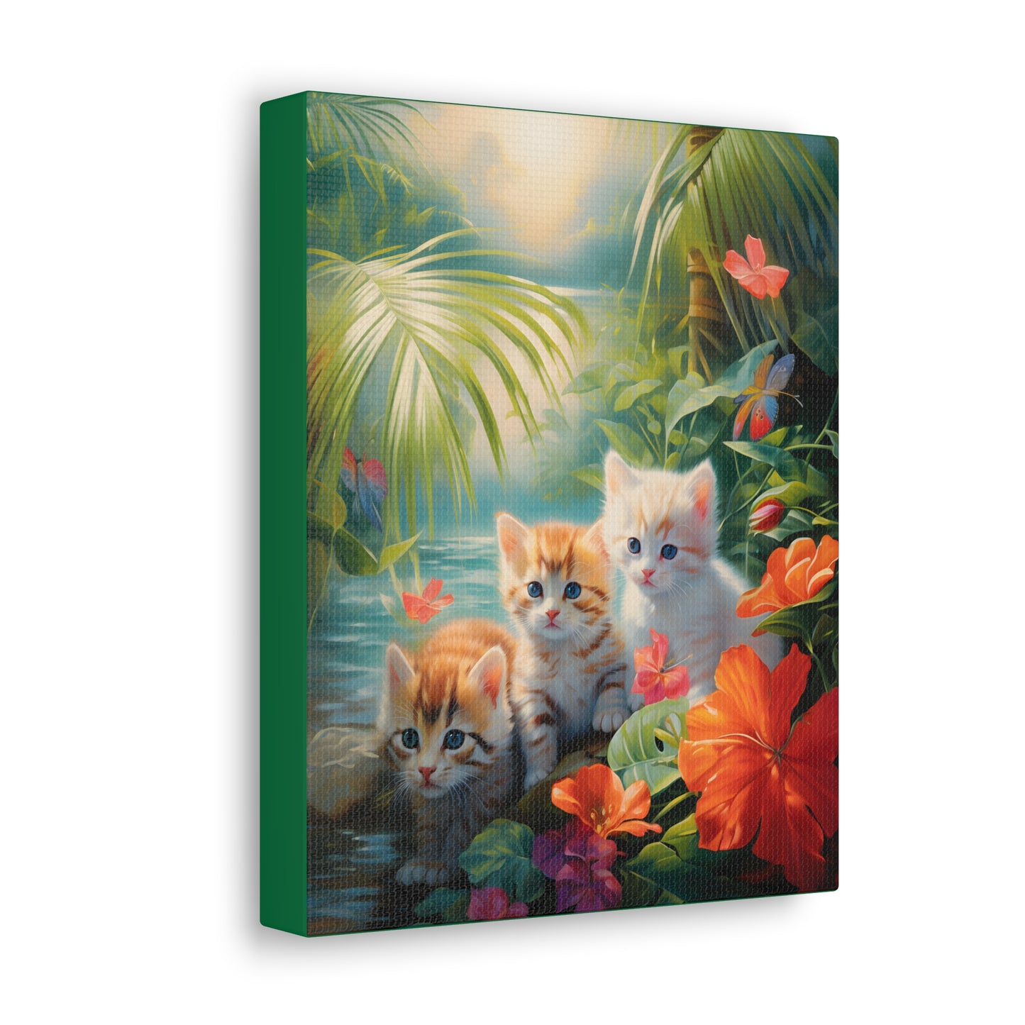 Adorable Kitten Tropical Rainforest Fine Art Print Canvas Wall Art