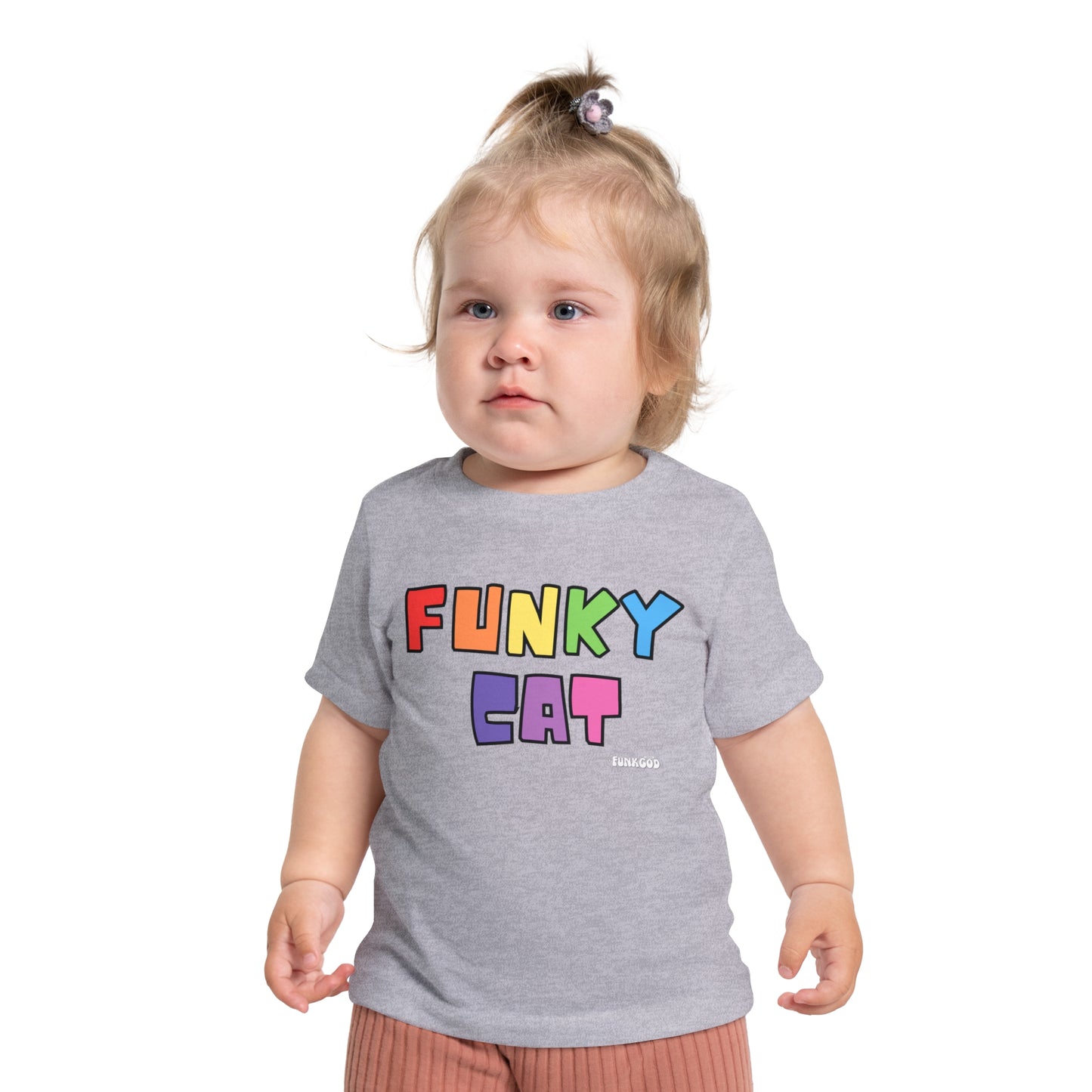 Funky Cat Rainbow Baby Short Sleeve T-Shirt