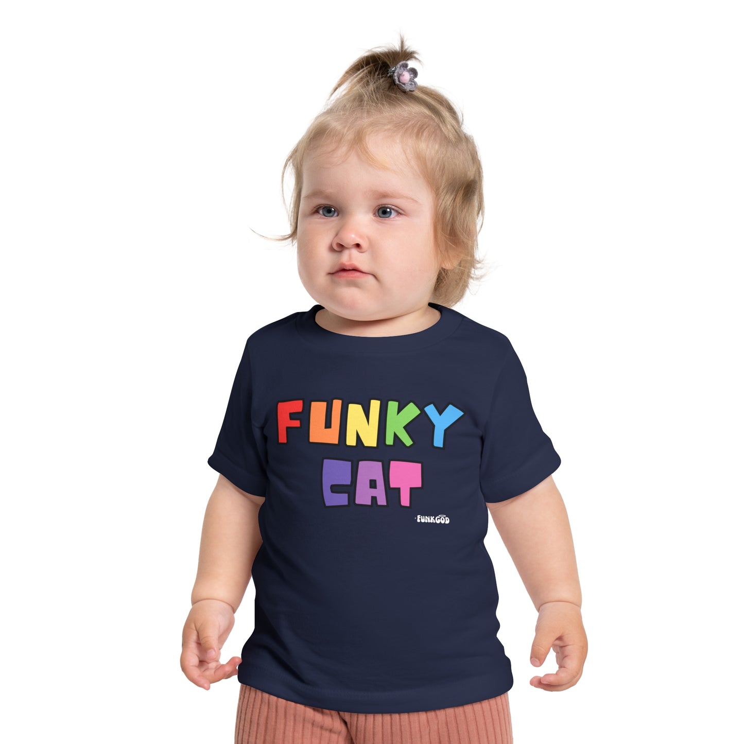 Funky Cat Rainbow Baby Short Sleeve T-Shirt