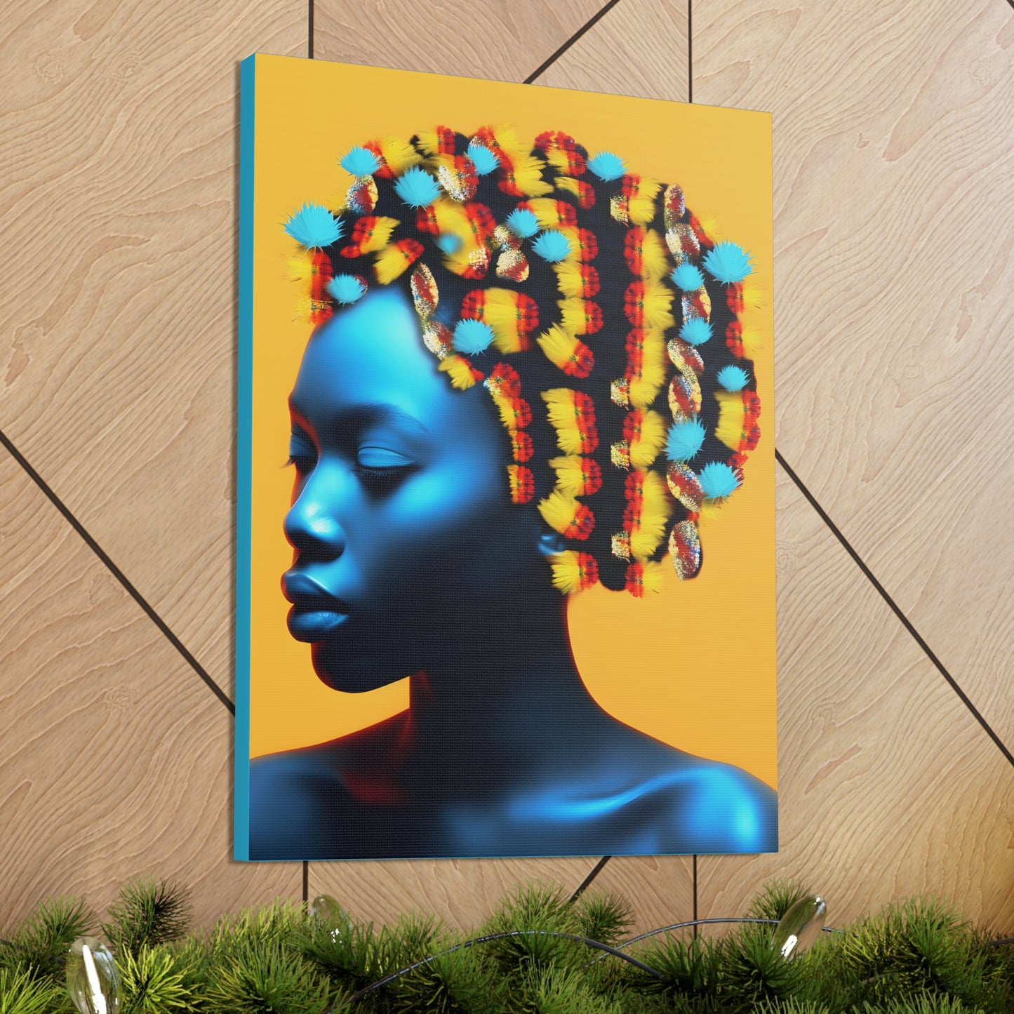 Peacock Beads African Goddess Fine Art Print Canvas Wall Art