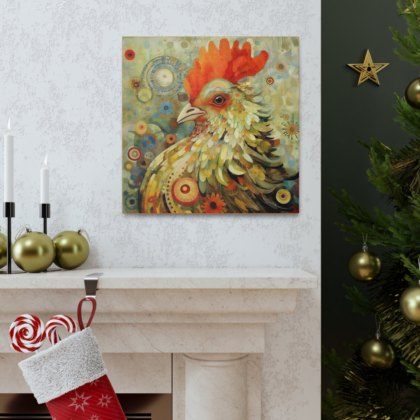 Rooster Guardian Fine Art Print Canvas Wall Art