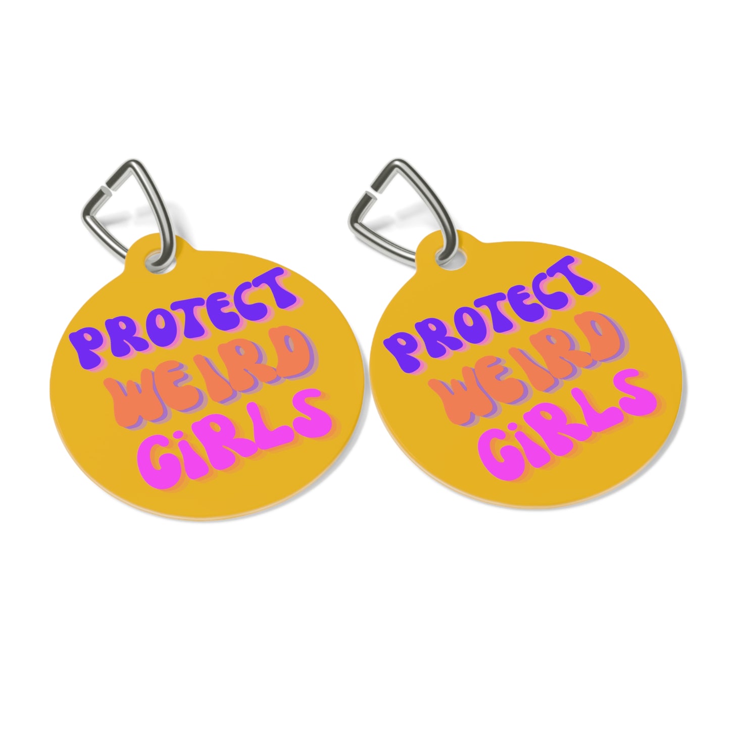 Protect Weird Girls Metal Keychain