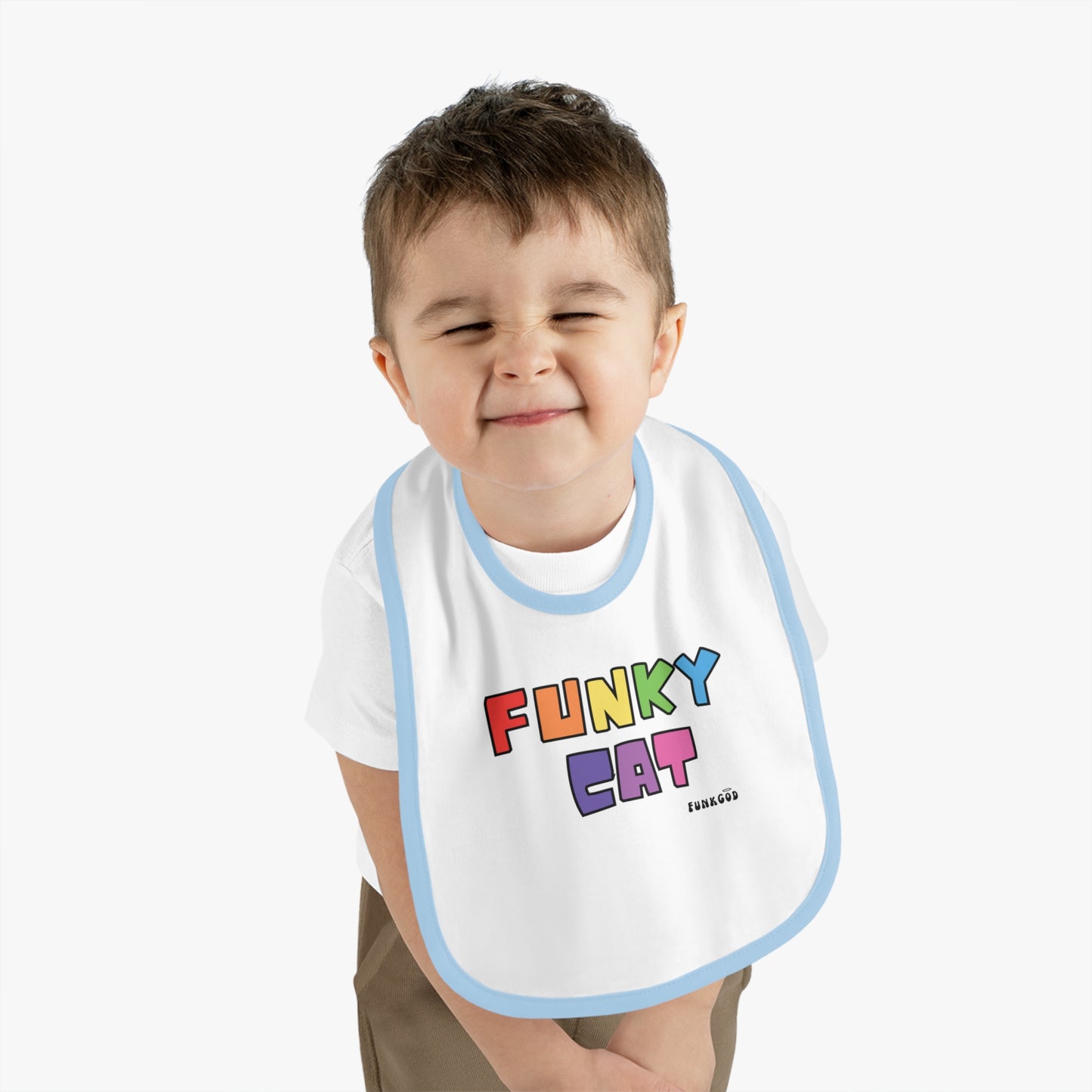 Funky Cat Rainbow Baby Trim Jersey Bib