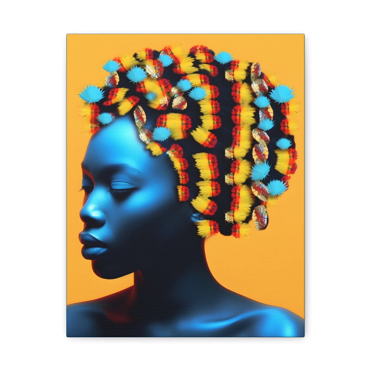 Peacock Beads African Goddess Fine Art Print Canvas Wall Art