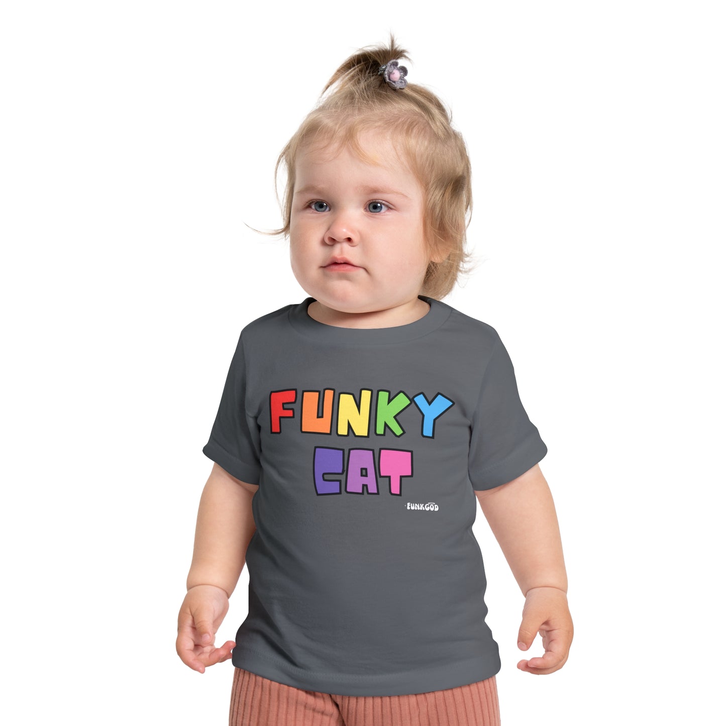 Funky Cat Rainbow Baby Short Sleeve T-Shirt