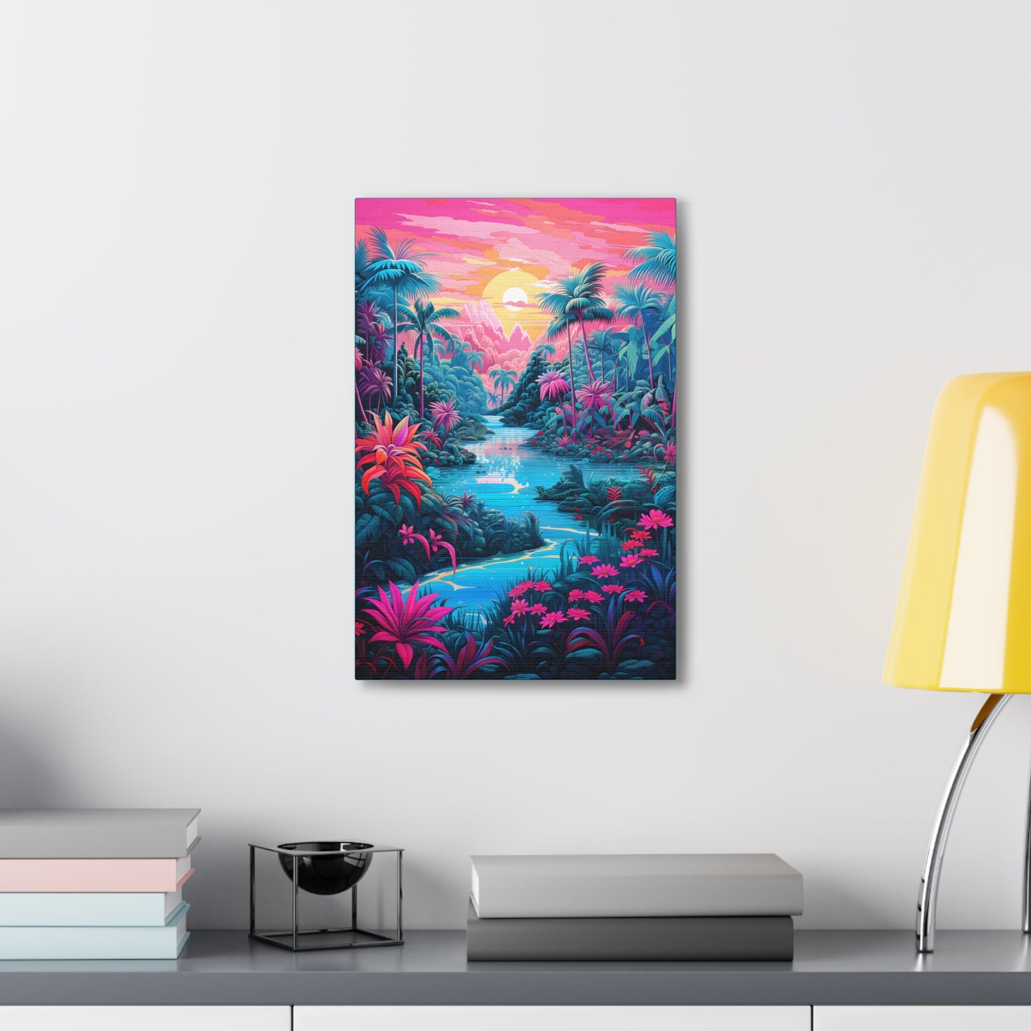 Psychedelic Tropical Jungle Colorful Fine Art Print Canvas Wall Art