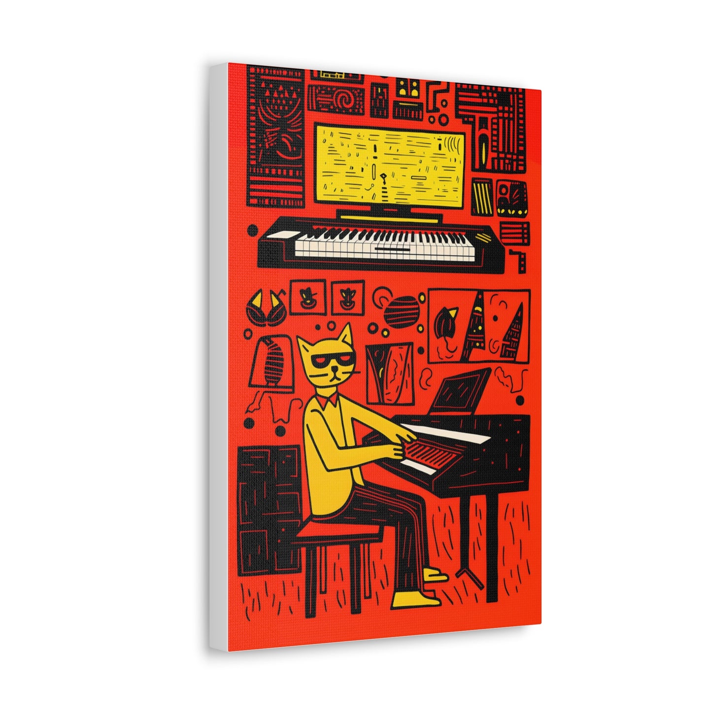 Cool Cat Jazz Pop Art Cat Fine Art Print Canvas Wall Art
