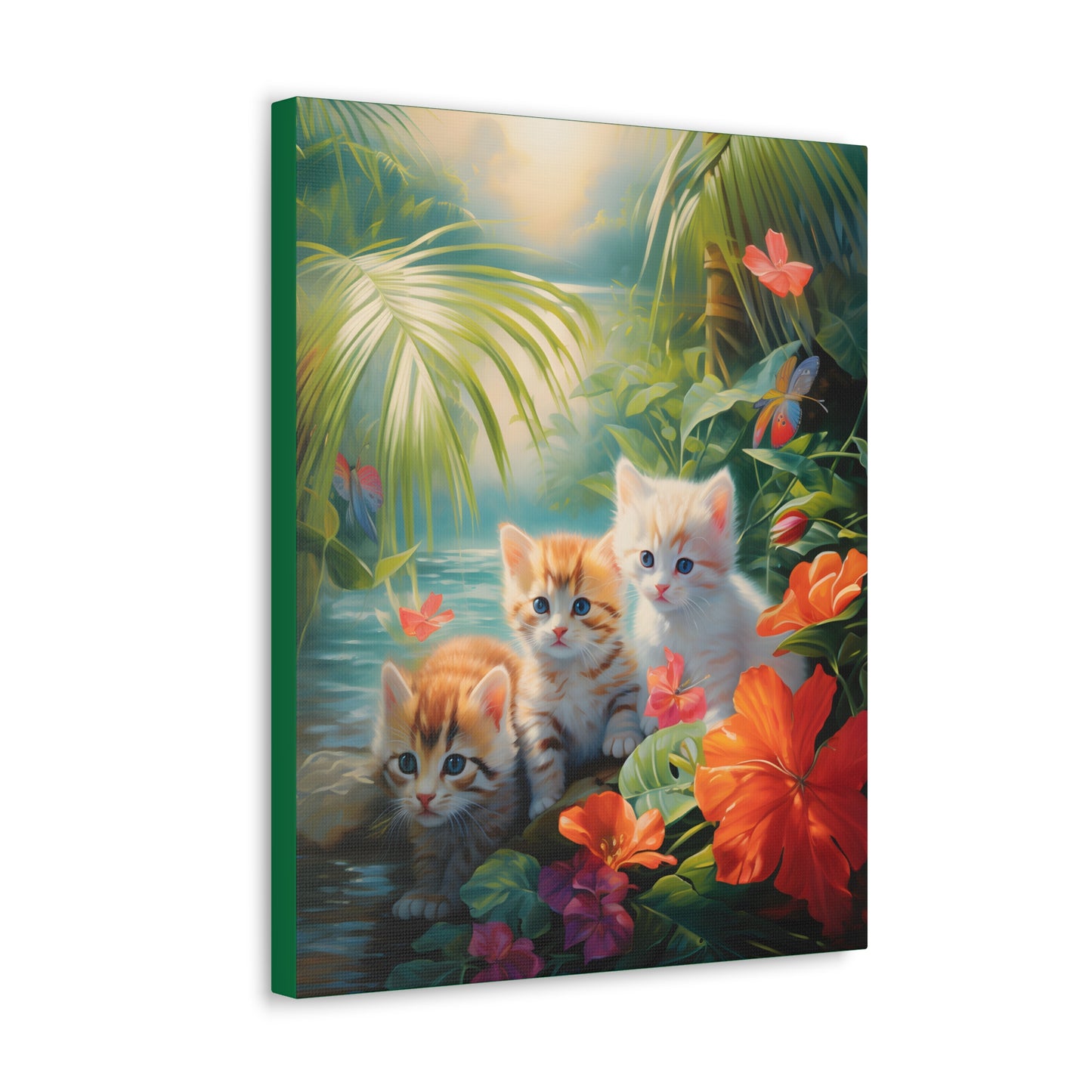 Adorable Kitten Tropical Rainforest Fine Art Print Canvas Wall Art