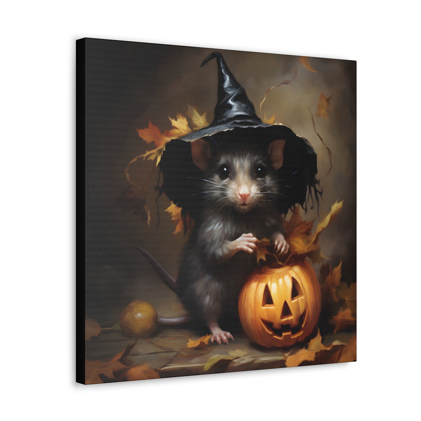 Cute Rat and Pumpkins Halloween Fine Art Print Canvas Wall Art