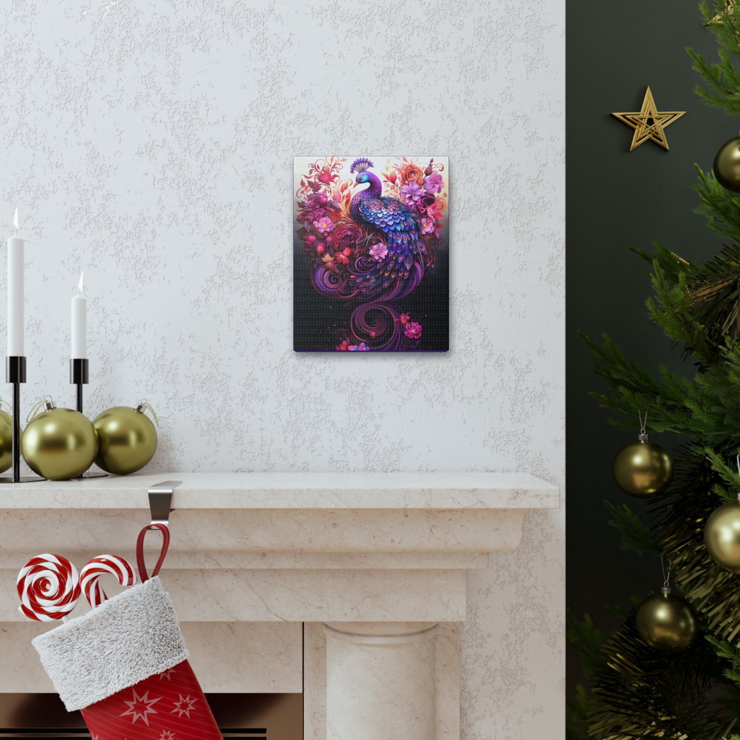 Peacock Rising Fine Art Print Canvas Wall Art