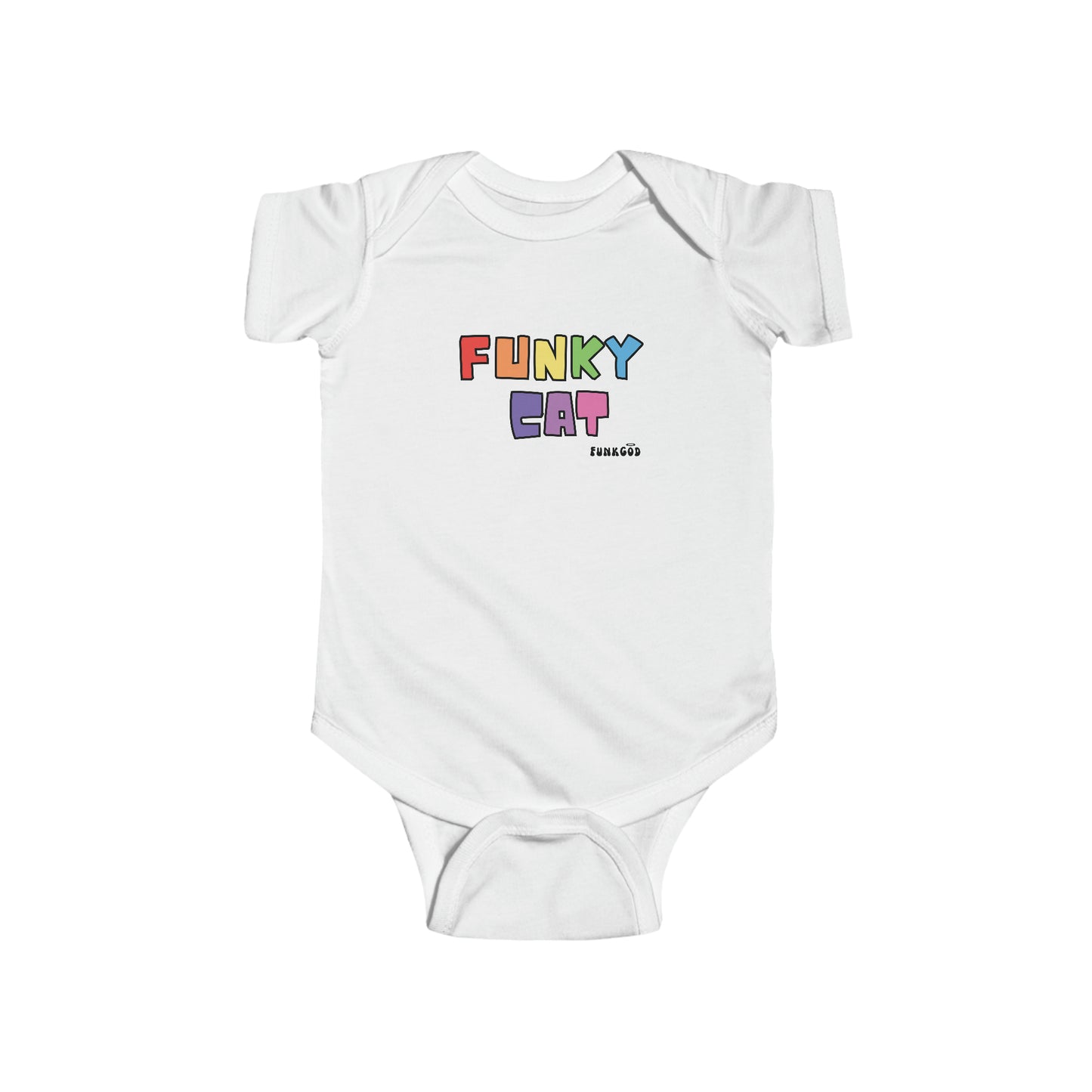 Funky Cat Cute Rainbow Baby Fine Jersey Bodysuit