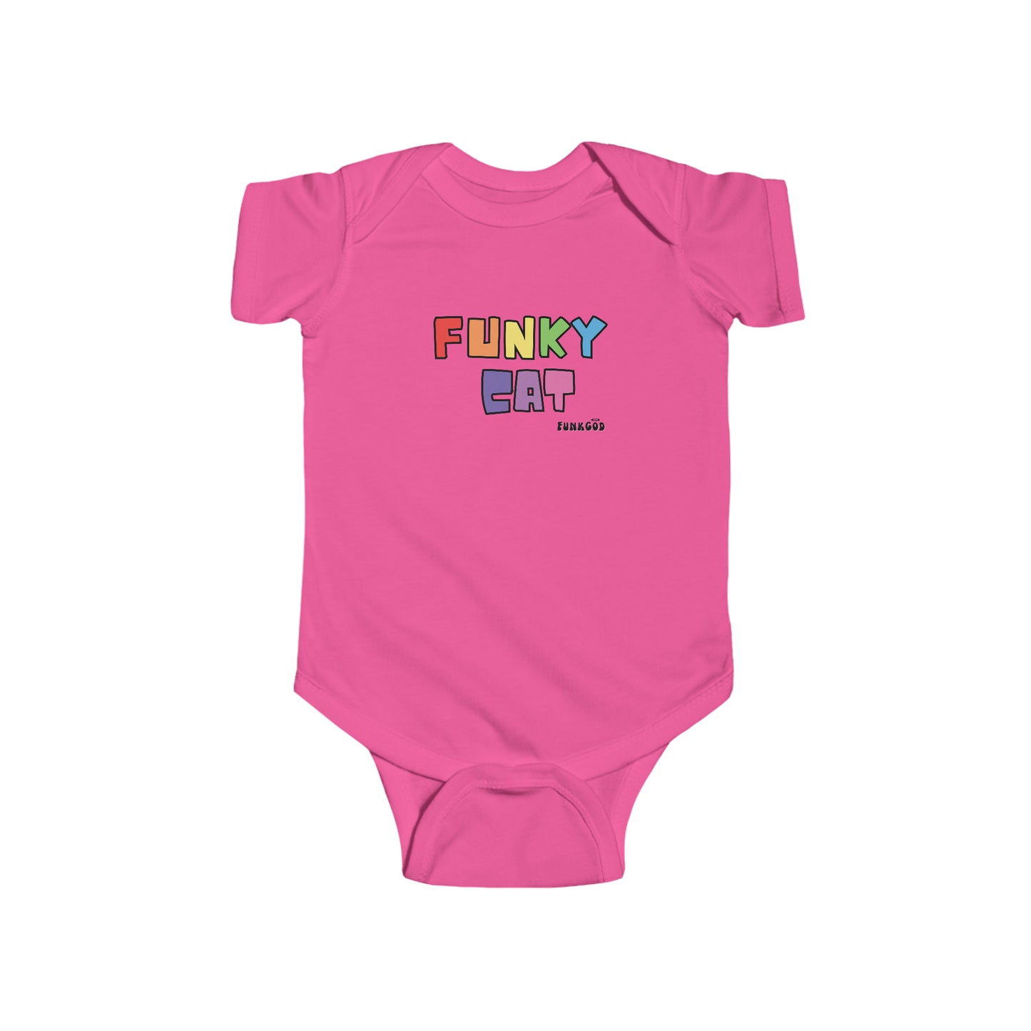 Funky Cat Cute Rainbow Baby Fine Jersey Bodysuit