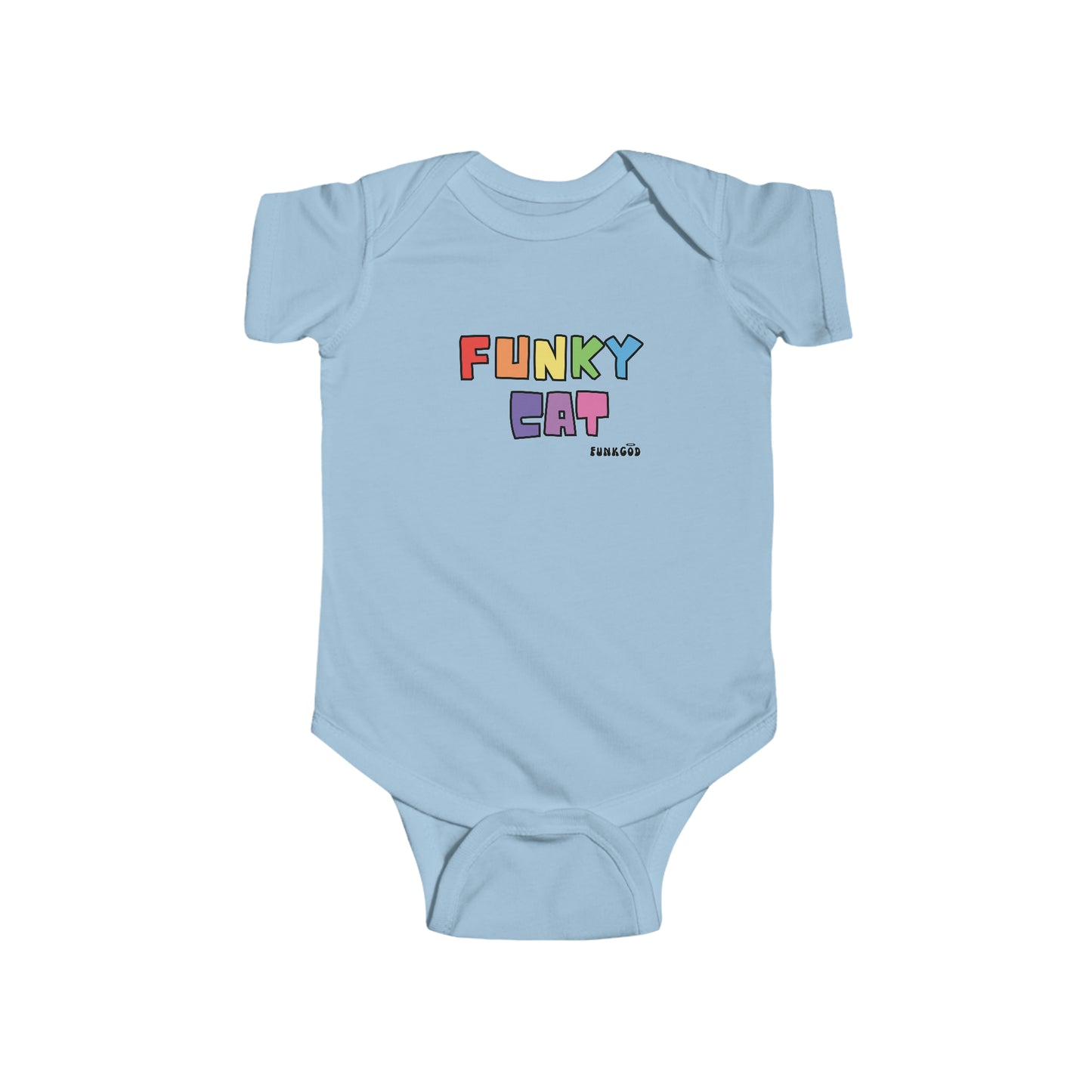 Funky Cat Cute Rainbow Baby Fine Jersey Bodysuit