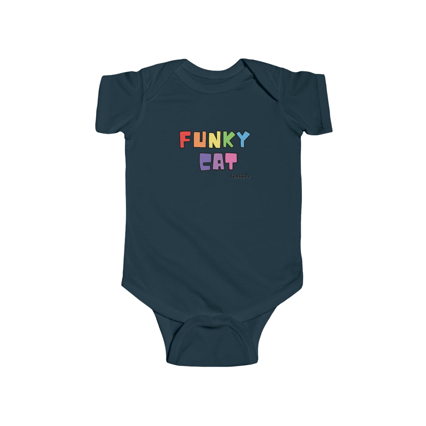 Funky Cat Cute Rainbow Baby Fine Jersey Bodysuit