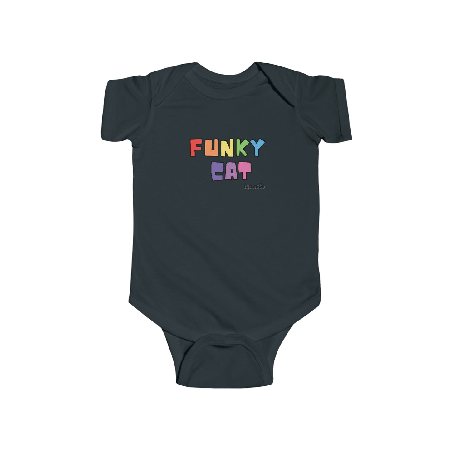 Funky Cat Cute Rainbow Baby Fine Jersey Bodysuit