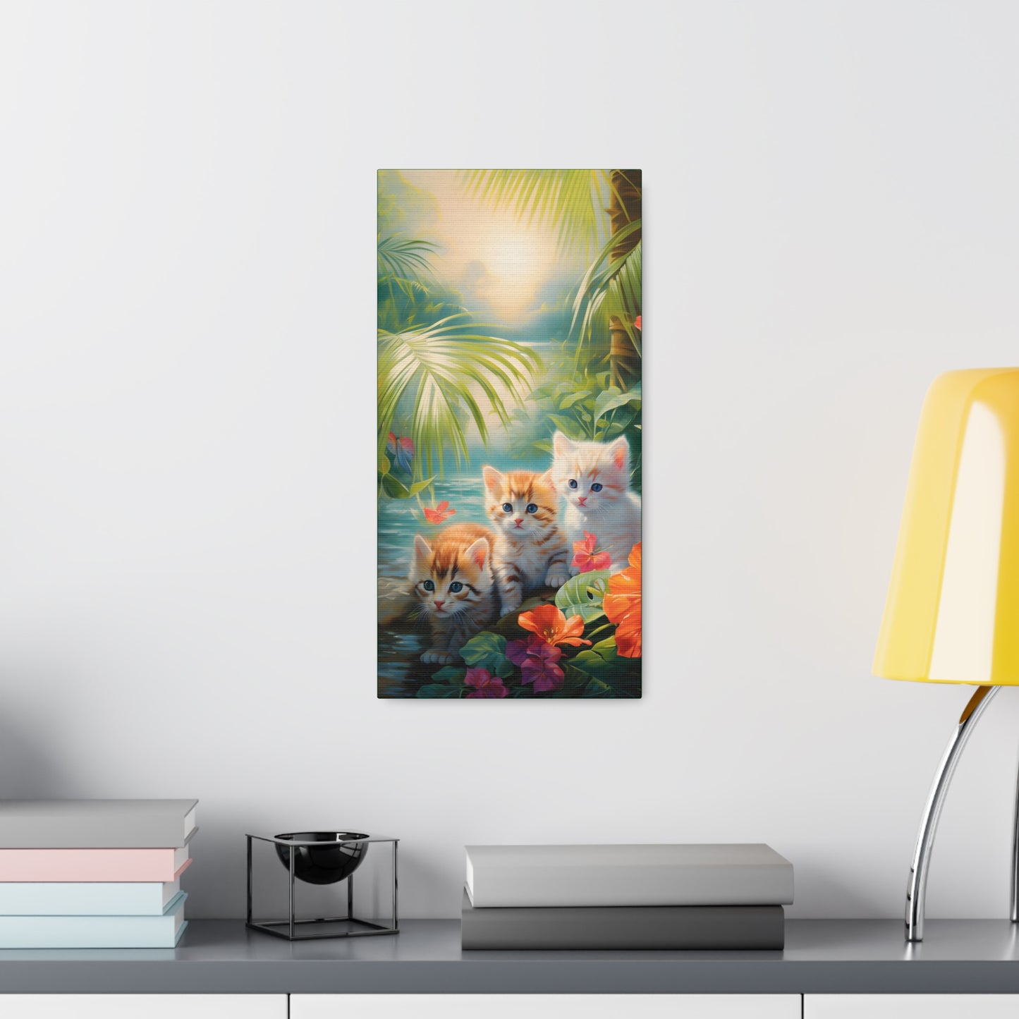 Adorable Kitten Tropical Rainforest Fine Art Print Canvas Wall Art