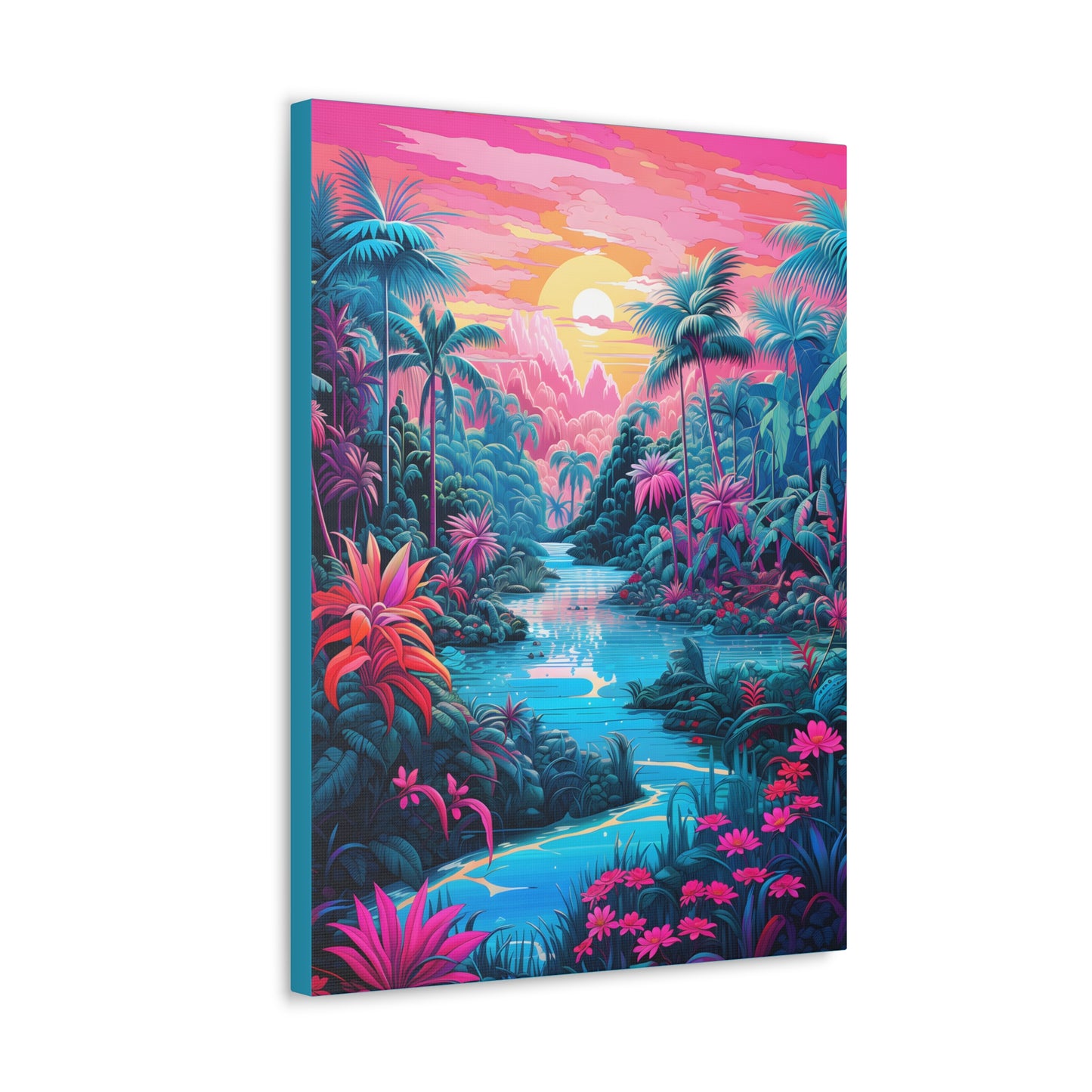 Psychedelic Tropical Jungle Colorful Fine Art Print Canvas Wall Art