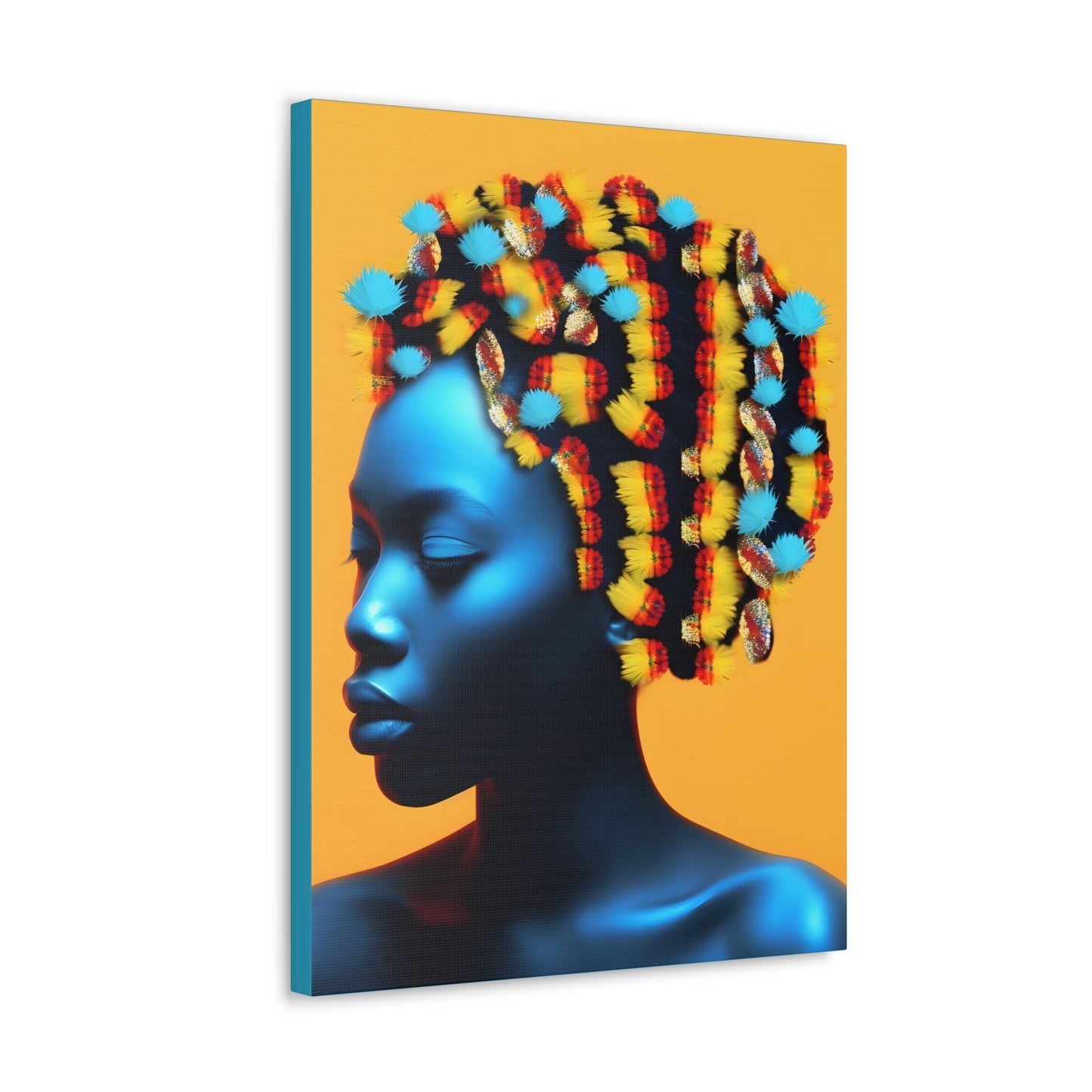 Peacock Beads African Goddess Fine Art Print Canvas Wall Art