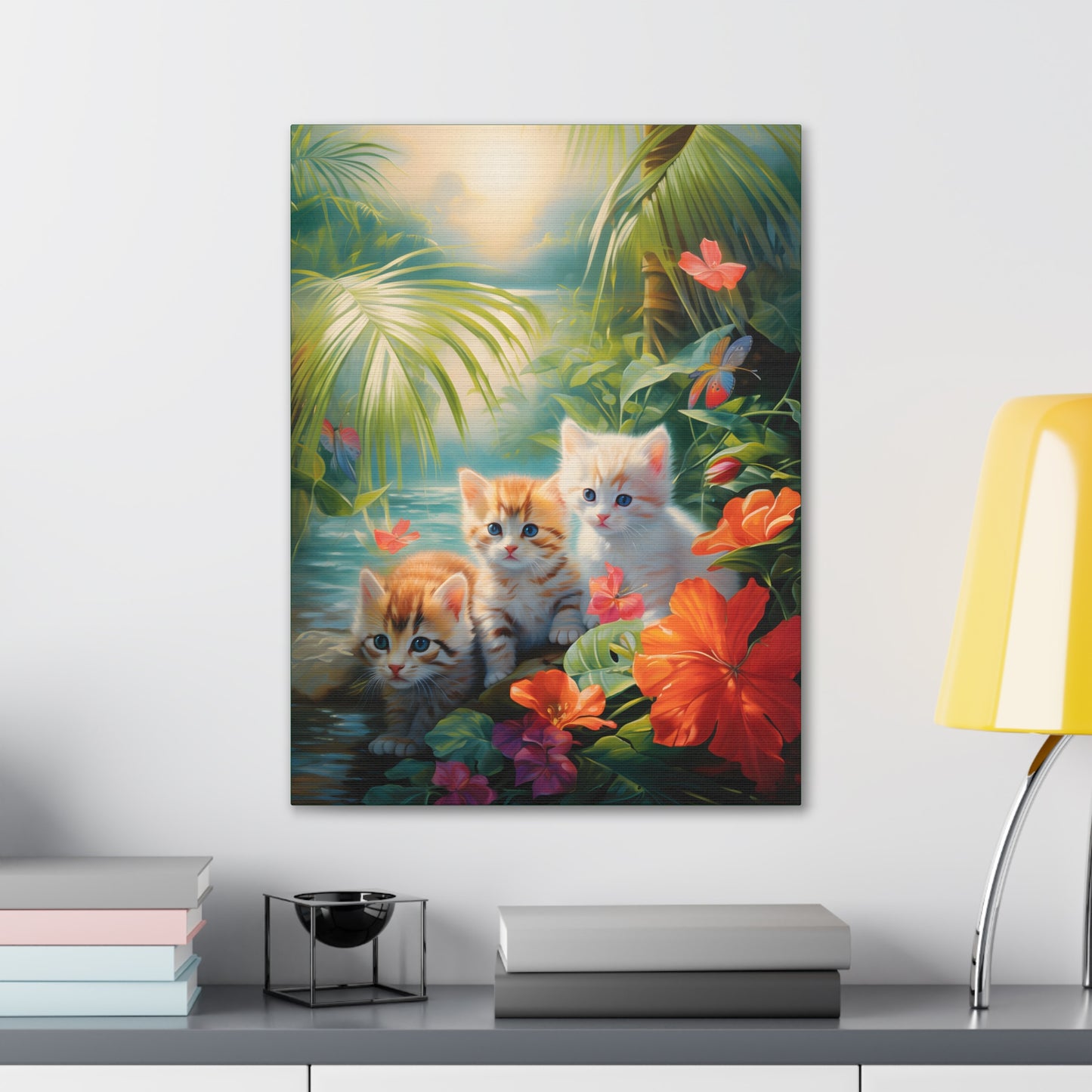 Adorable Kitten Tropical Rainforest Fine Art Print Canvas Wall Art