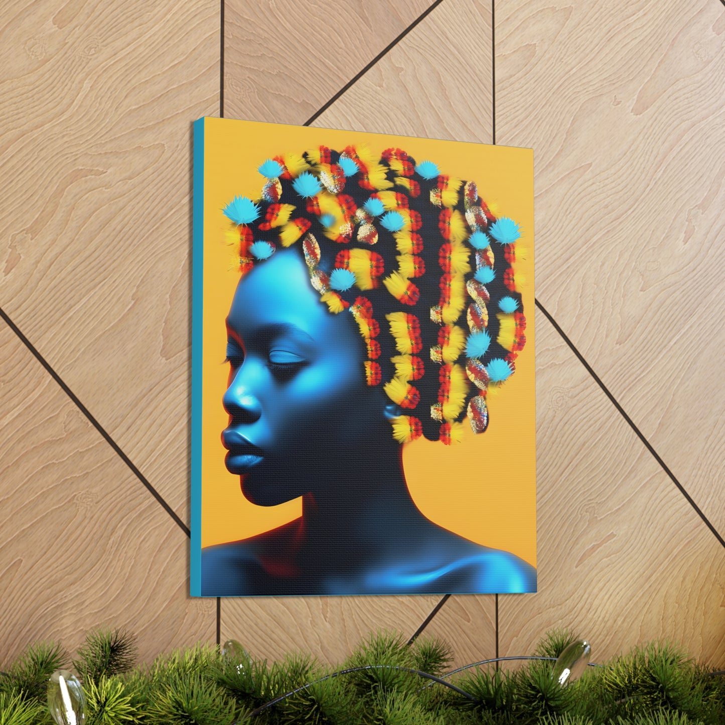 Peacock Beads African Goddess Fine Art Print Canvas Wall Art
