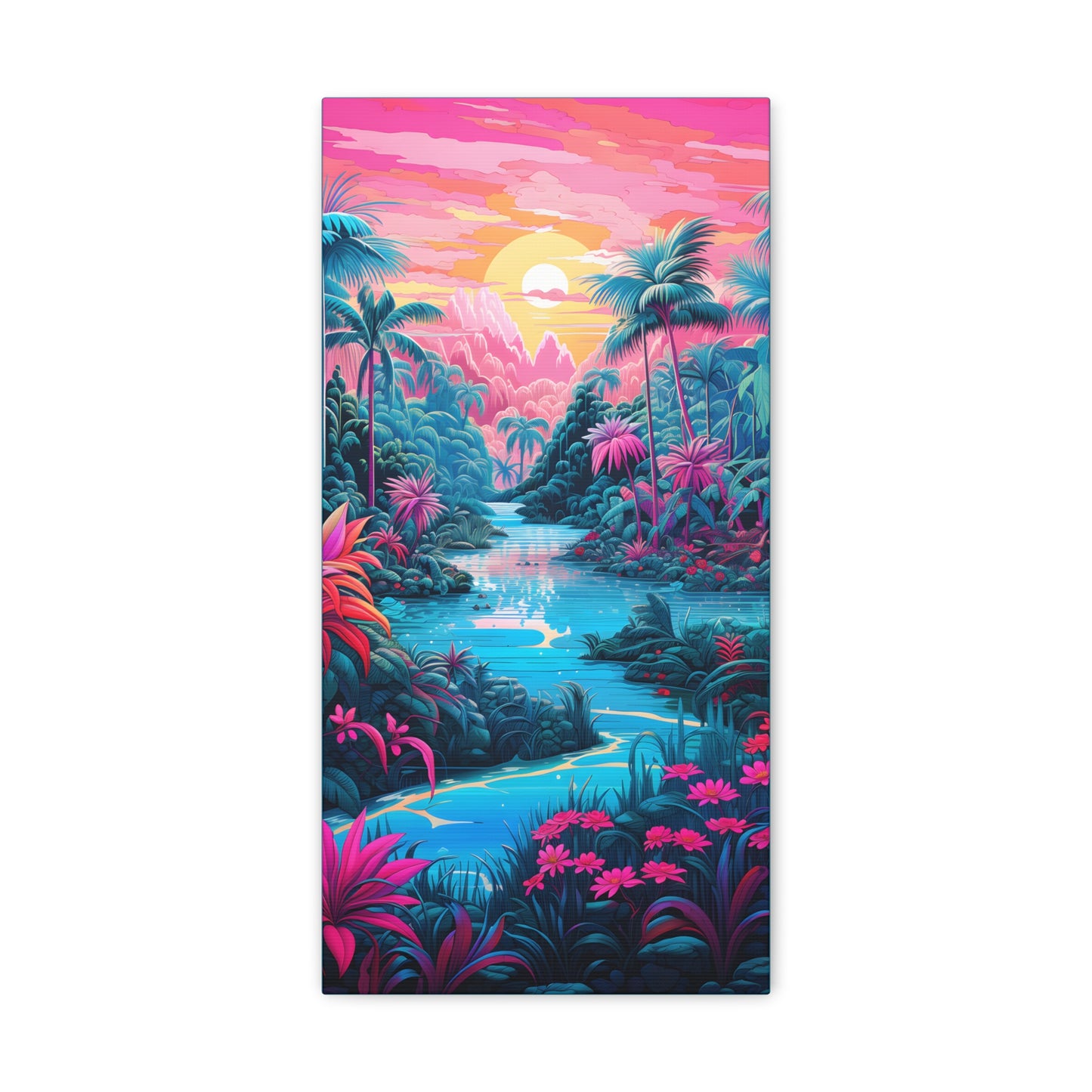 Psychedelic Tropical Jungle Colorful Fine Art Print Canvas Wall Art