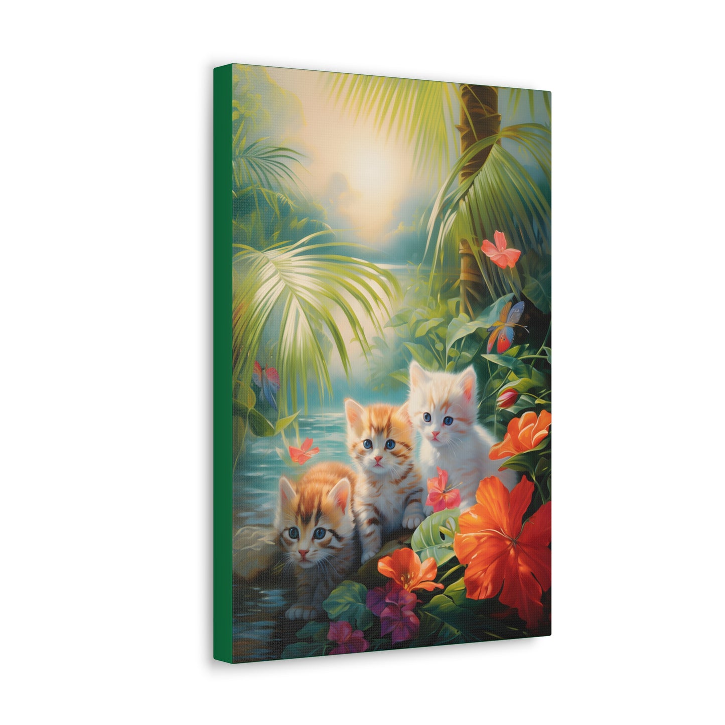 Adorable Kitten Tropical Rainforest Fine Art Print Canvas Wall Art