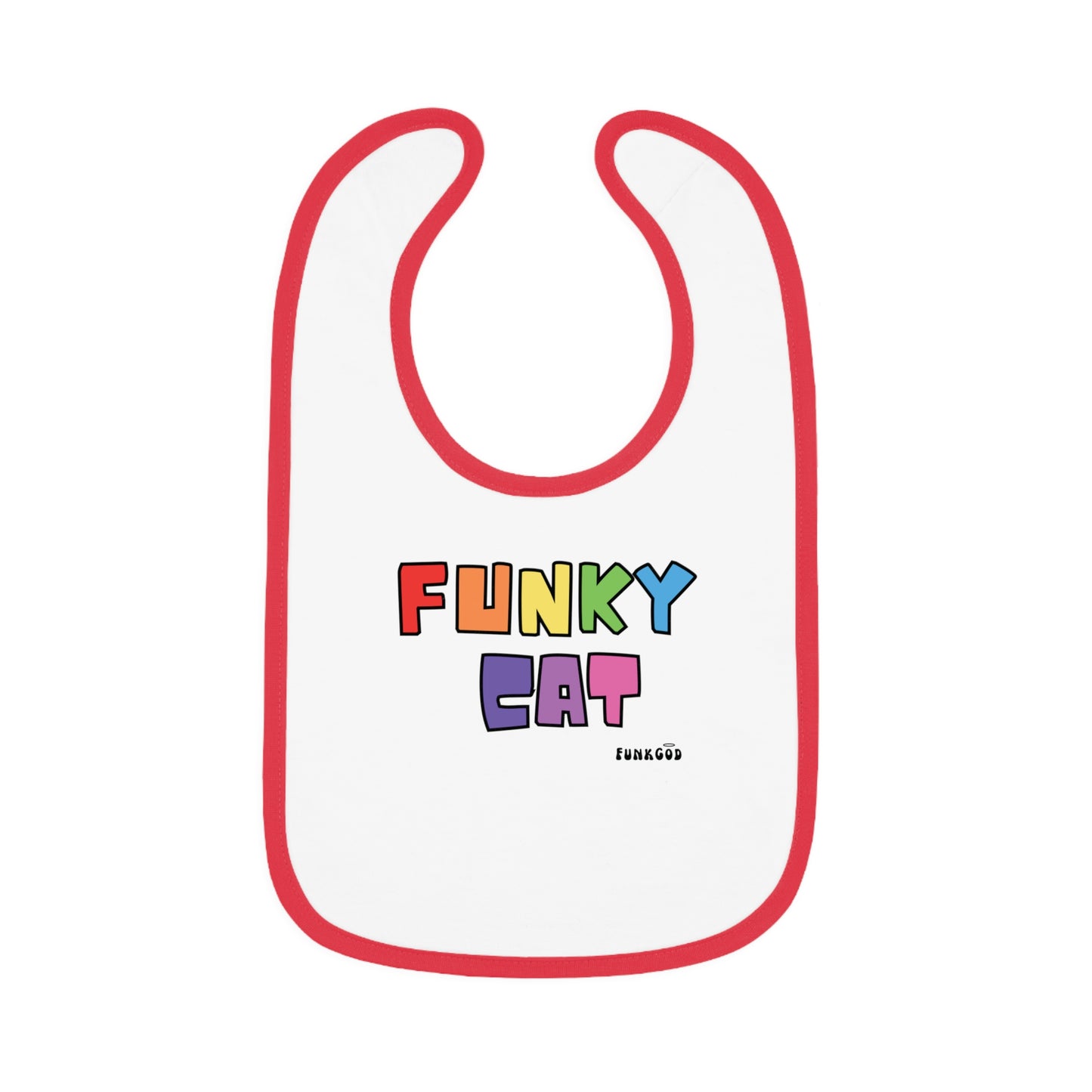 Funky Cat Rainbow Baby Trim Jersey Bib