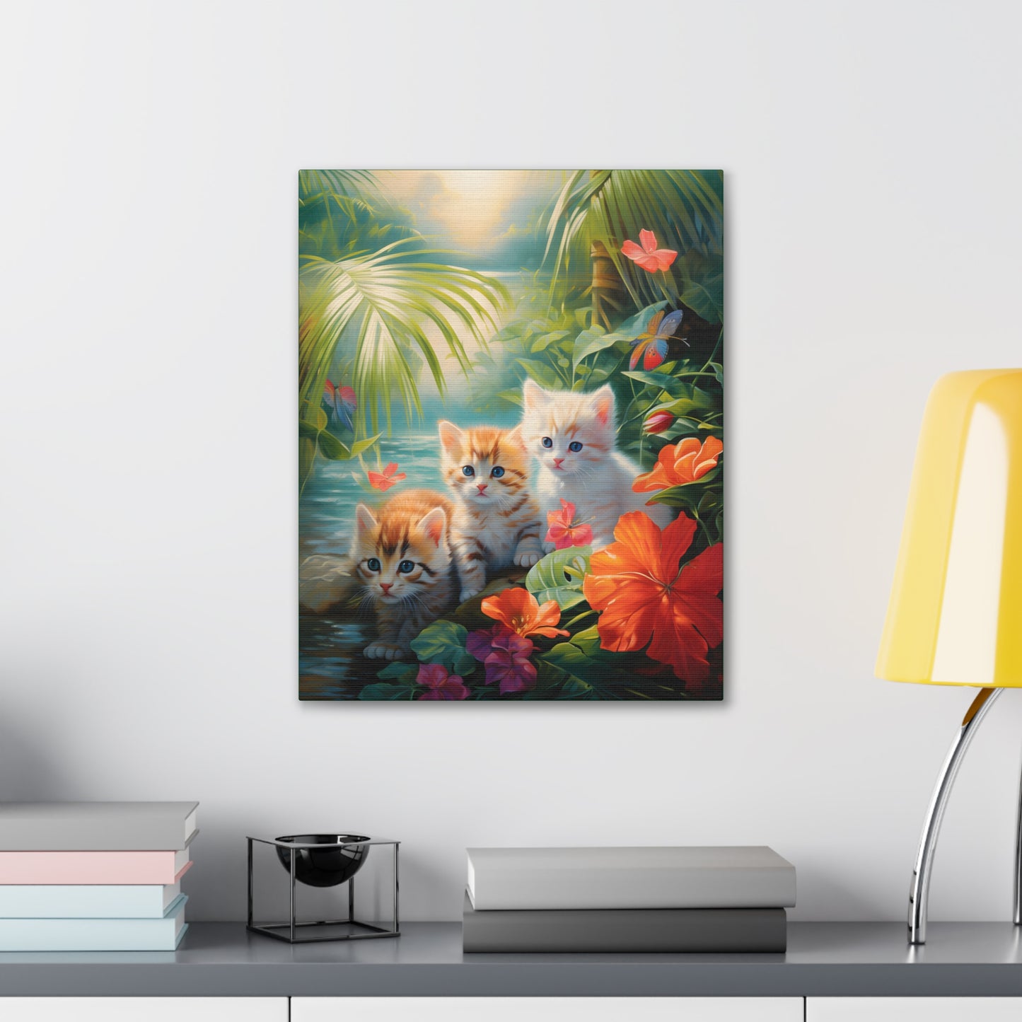 Adorable Kitten Tropical Rainforest Fine Art Print Canvas Wall Art