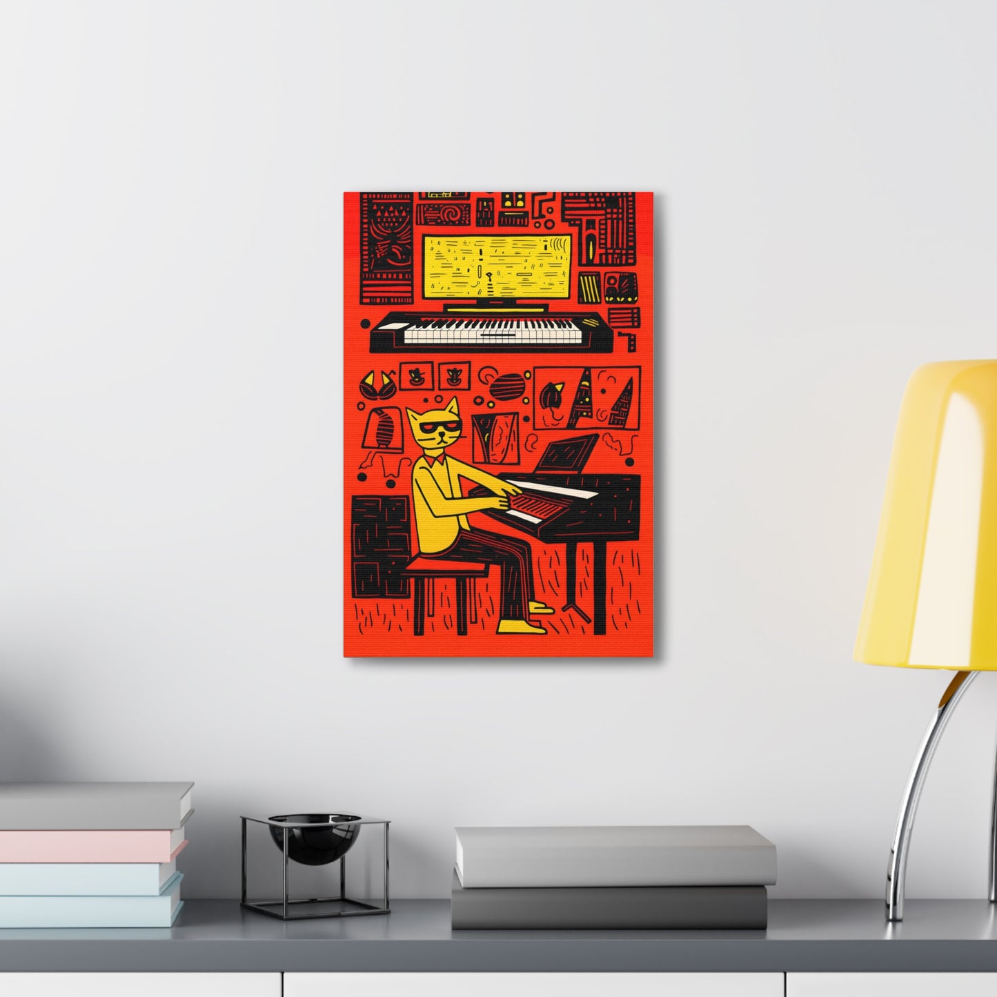 Cool Cat Jazz Pop Art Cat Fine Art Print Canvas Wall Art